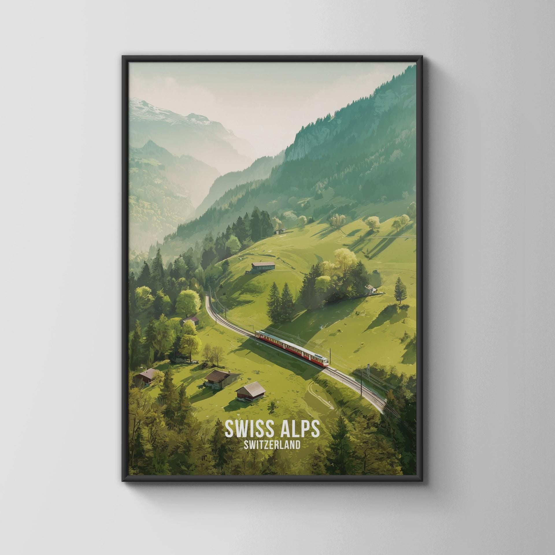 Swiss Alps Train Journey Wall Art Print Poster - Travel Wall Art