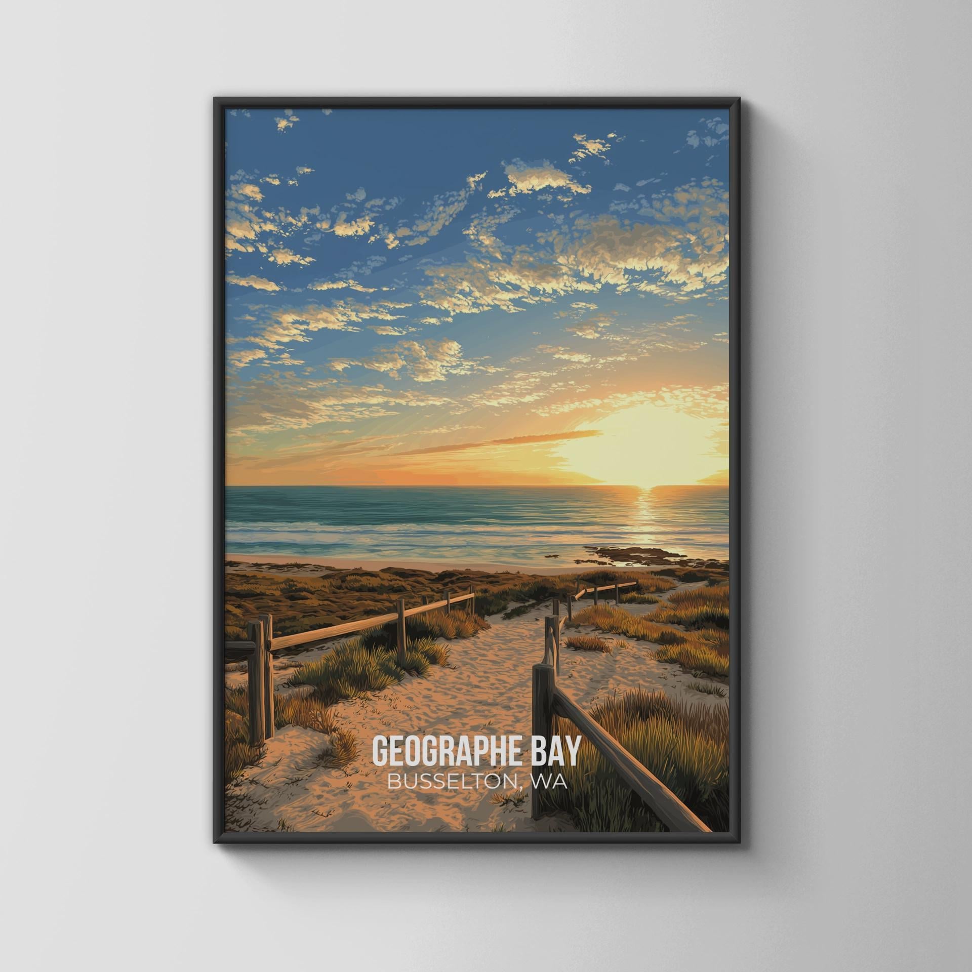 Geographe Bay Wall Art Poster Busselton WA Beach Sunset Print - Travel Wall Art