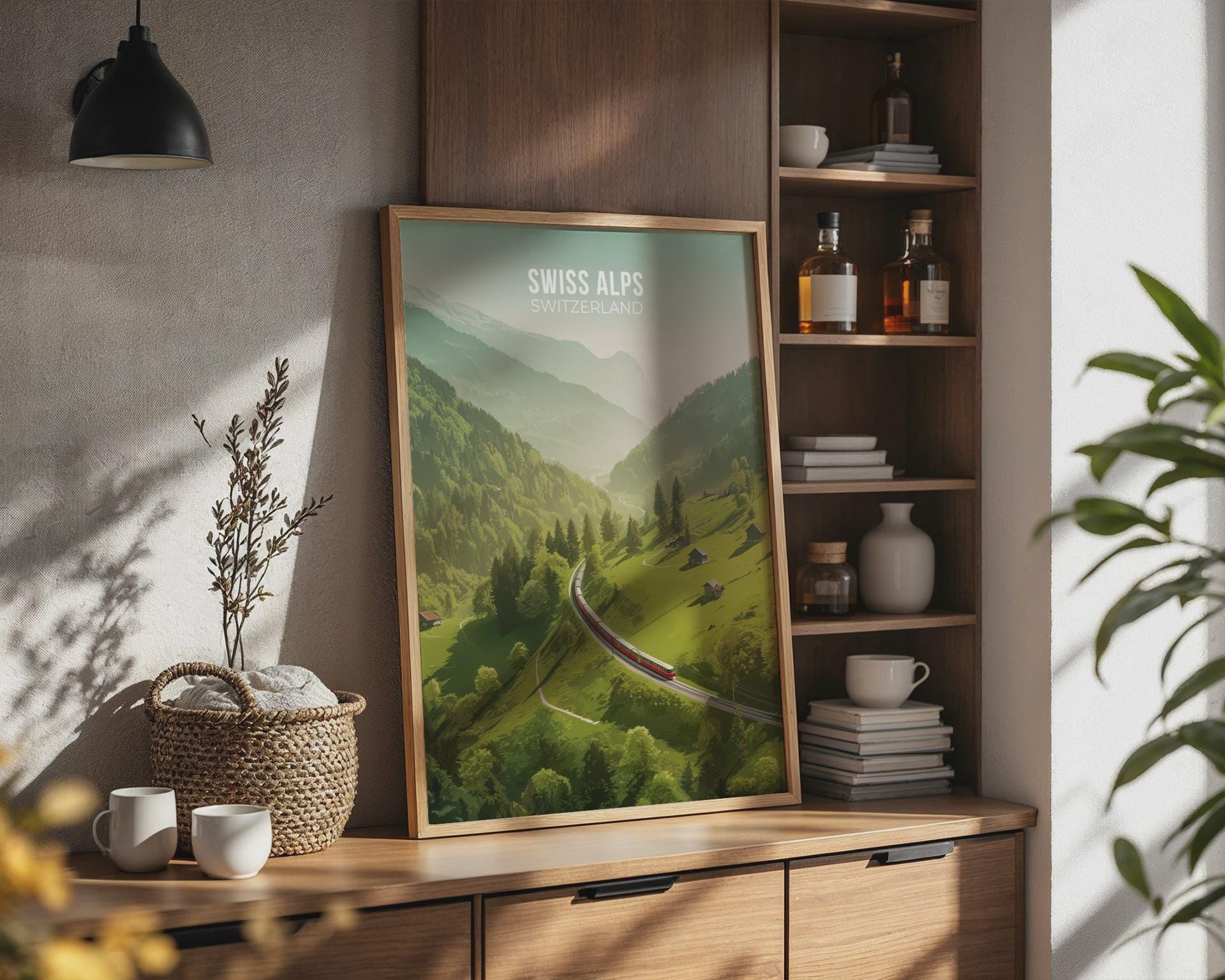 Swiss Alps Landscape Poster Train Journey Art Print - Travel Wall Art