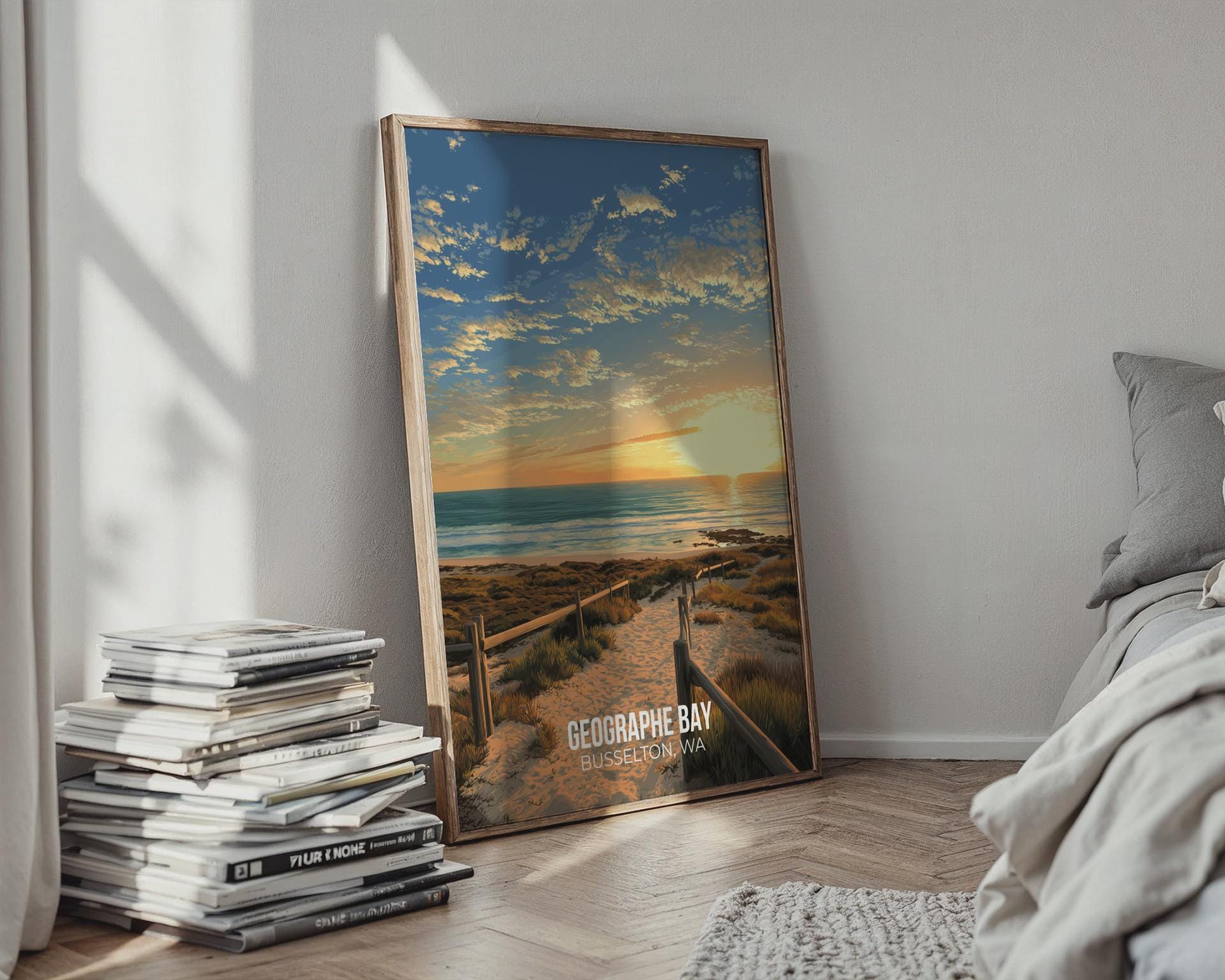 Geographe Bay Wall Art Poster Busselton WA Beach Sunset Print - Travel Wall Art