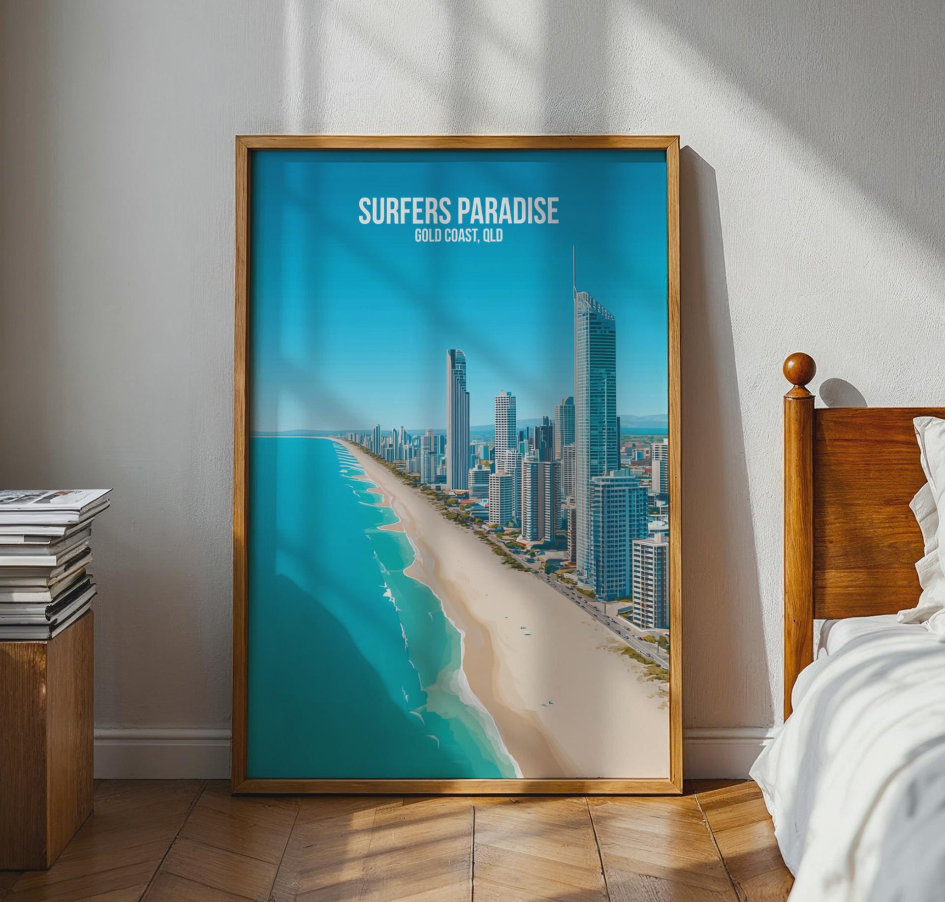 Surfers Paradise Coastal Art Print Wall Art Gold Coast QLD - Travel Wall Art