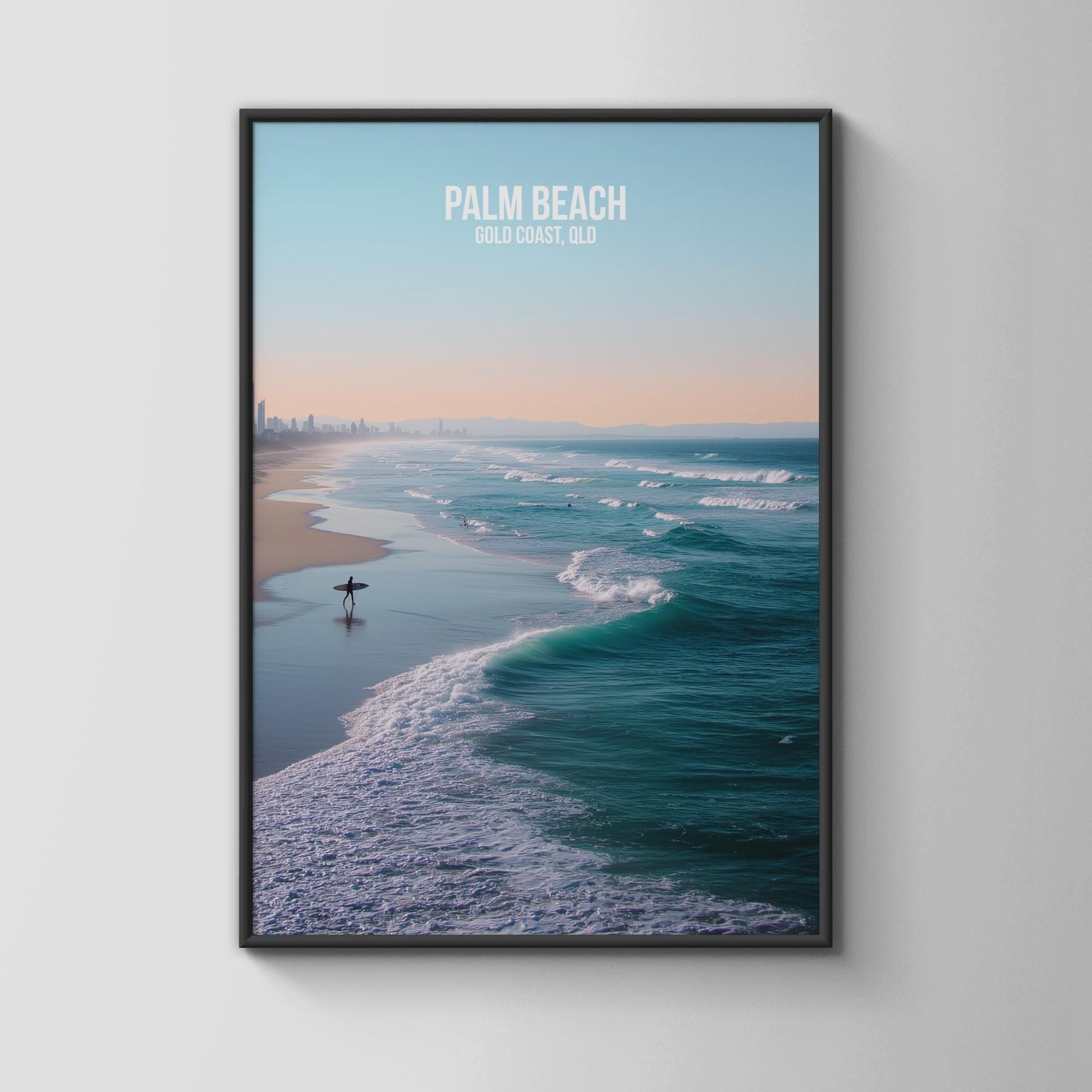 Palm Beach Travel Poster Gold Coast Art Print Ocean Waves - Travel Wall Art