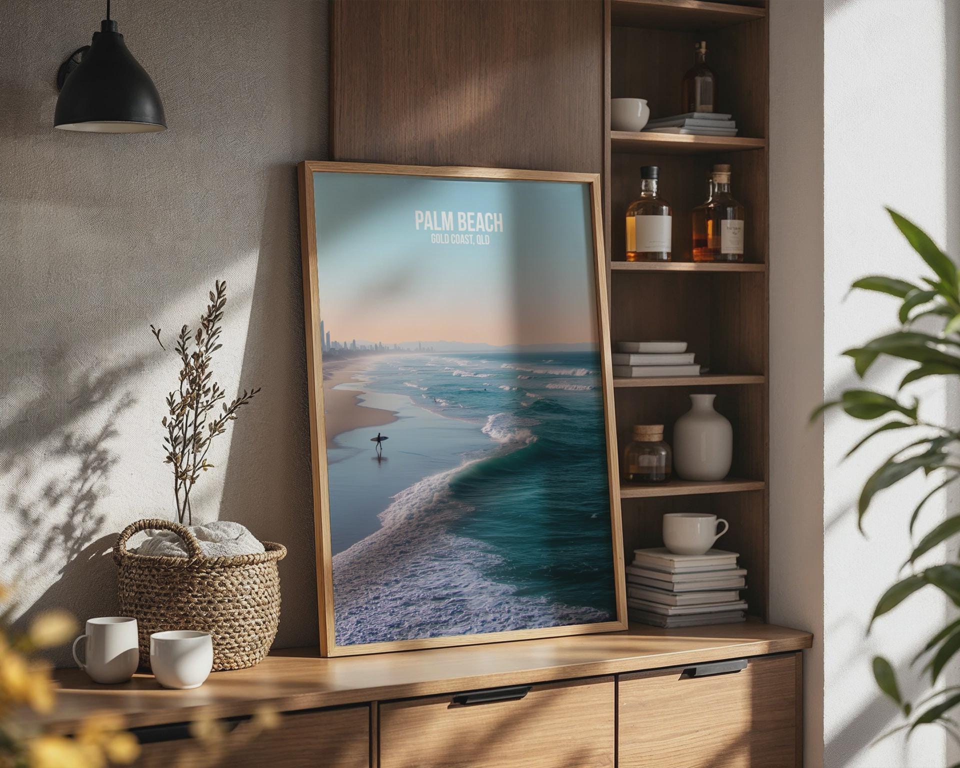 Palm Beach Travel Poster Gold Coast Art Print Ocean Waves - Travel Wall Art