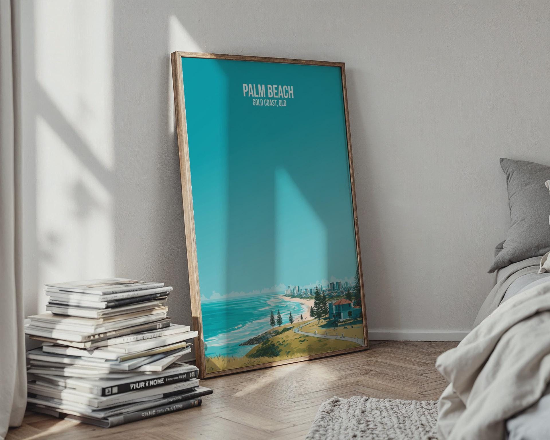 Palm Beach Travel Poster Art Print Gold Coast Queensland - Travel Wall Art