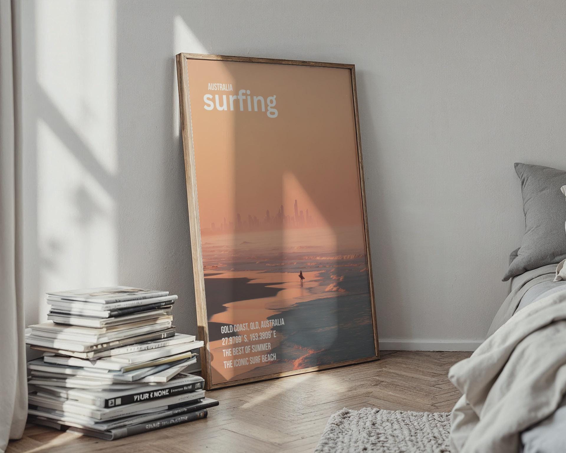 Australia Surfing Poster Gold Coast Print Wall Art Summer Beach - Travel Wall Art