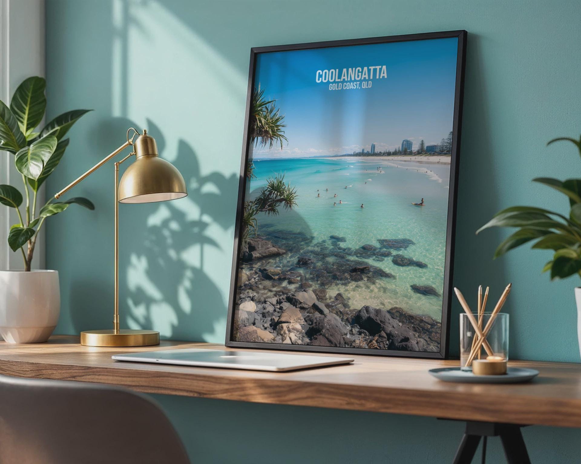 Coolangatta Beach Wall Art Print Scenic Poster Coastal Queensland - Travel Wall Art