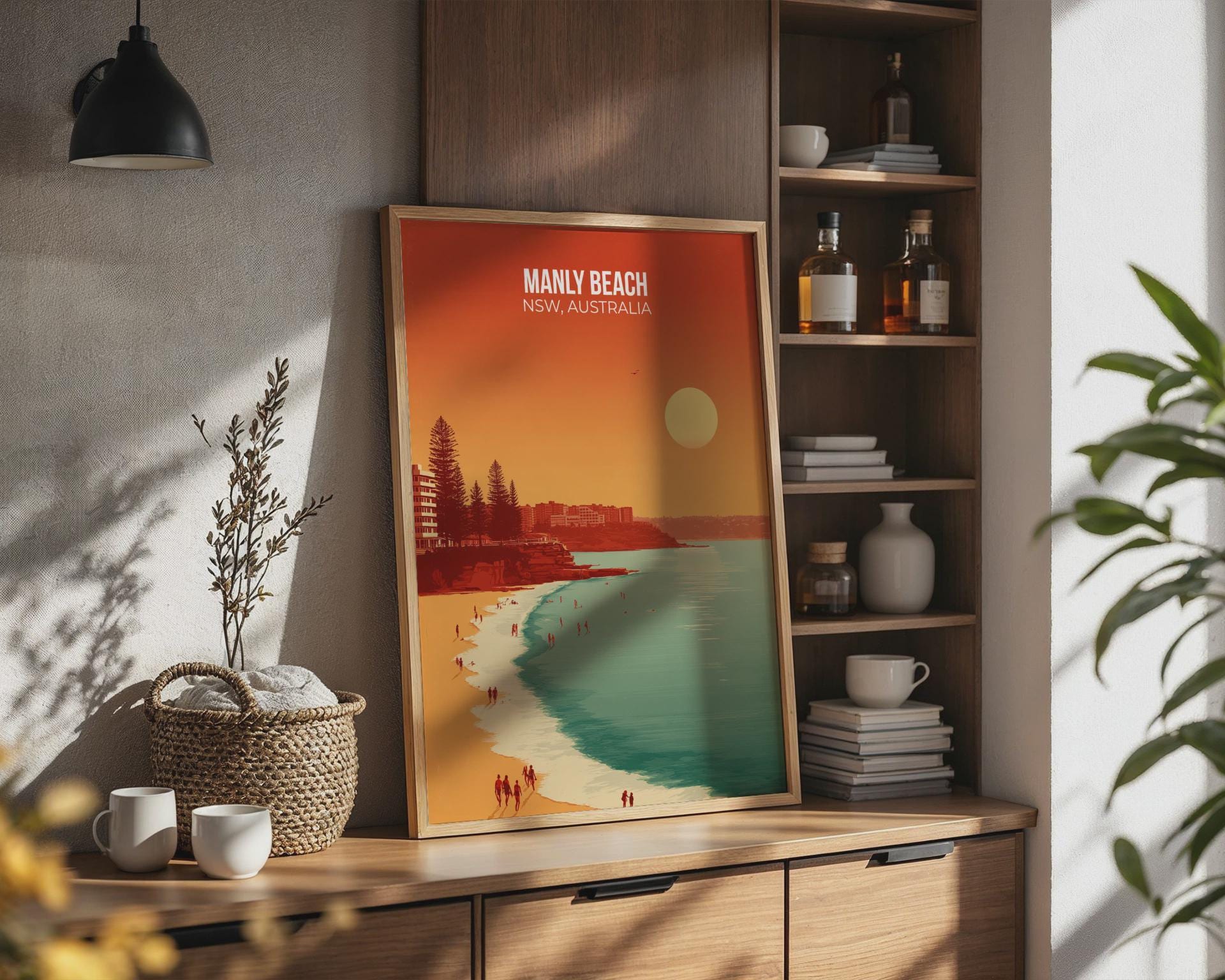 Manly Beach NSW Australia Print Minimalist Travel Art Poster - Travel Wall Art