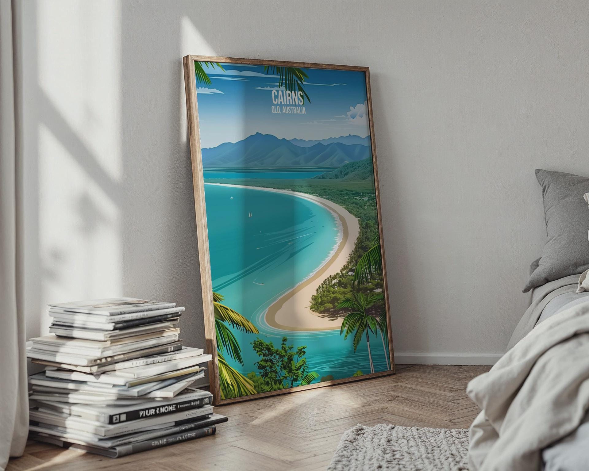 Cairns QLD Australia Poster Print Coastal Wall Art - Travel Wall Art