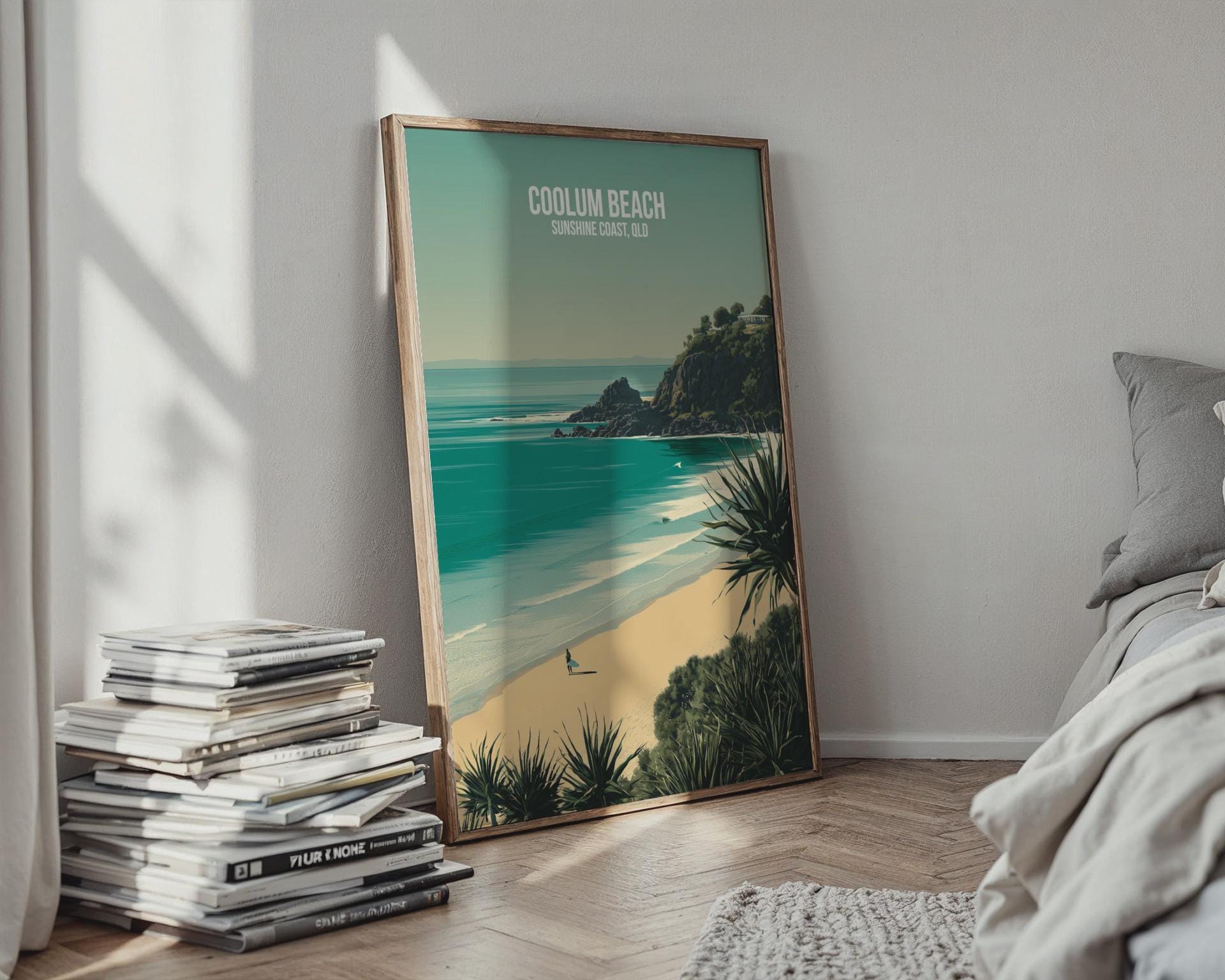 Coolum Beach Travel Art Print Coastal Scene - Travel Wall Art