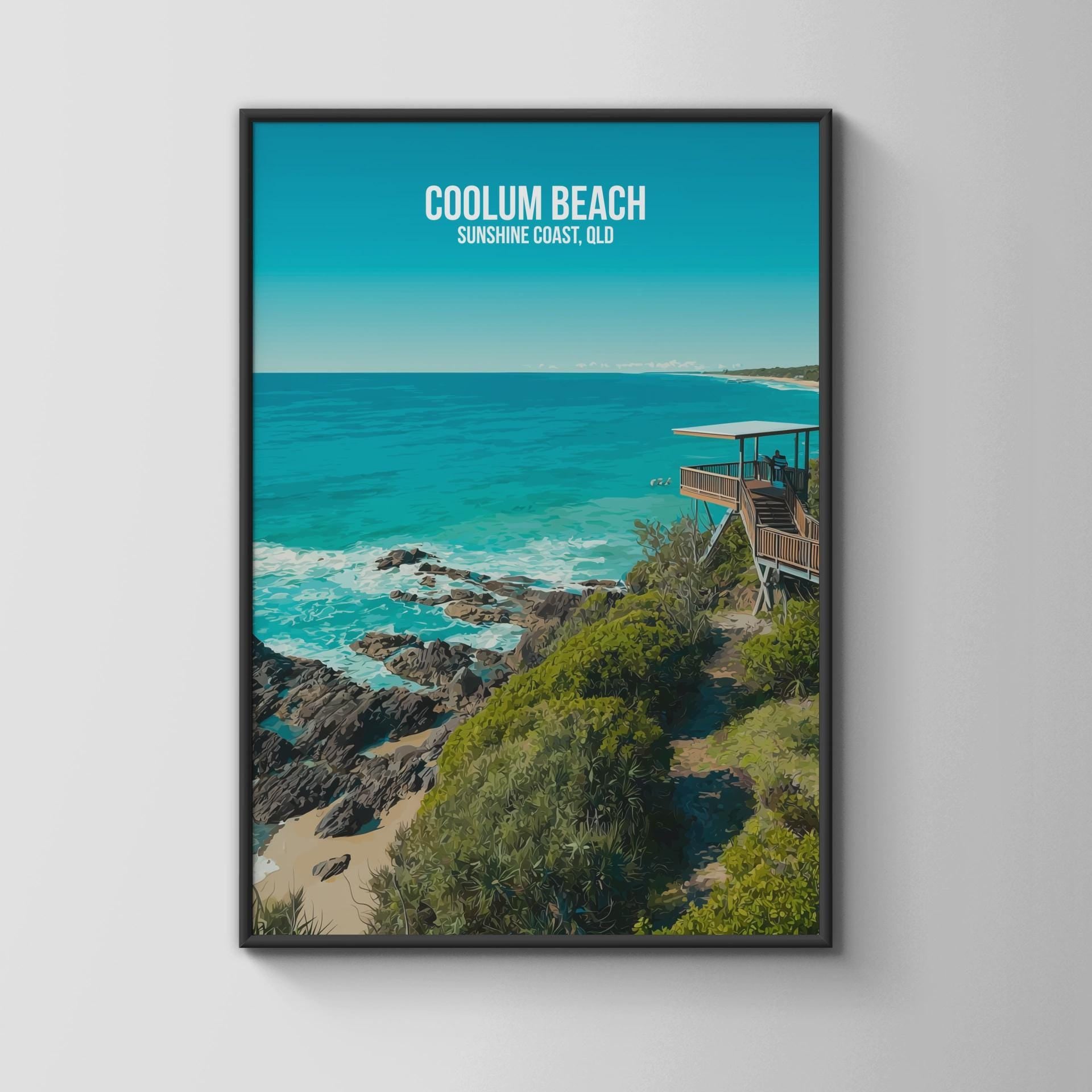 Coolum Beach Poster Sunshine Coast Wall Art - Travel Wall Art