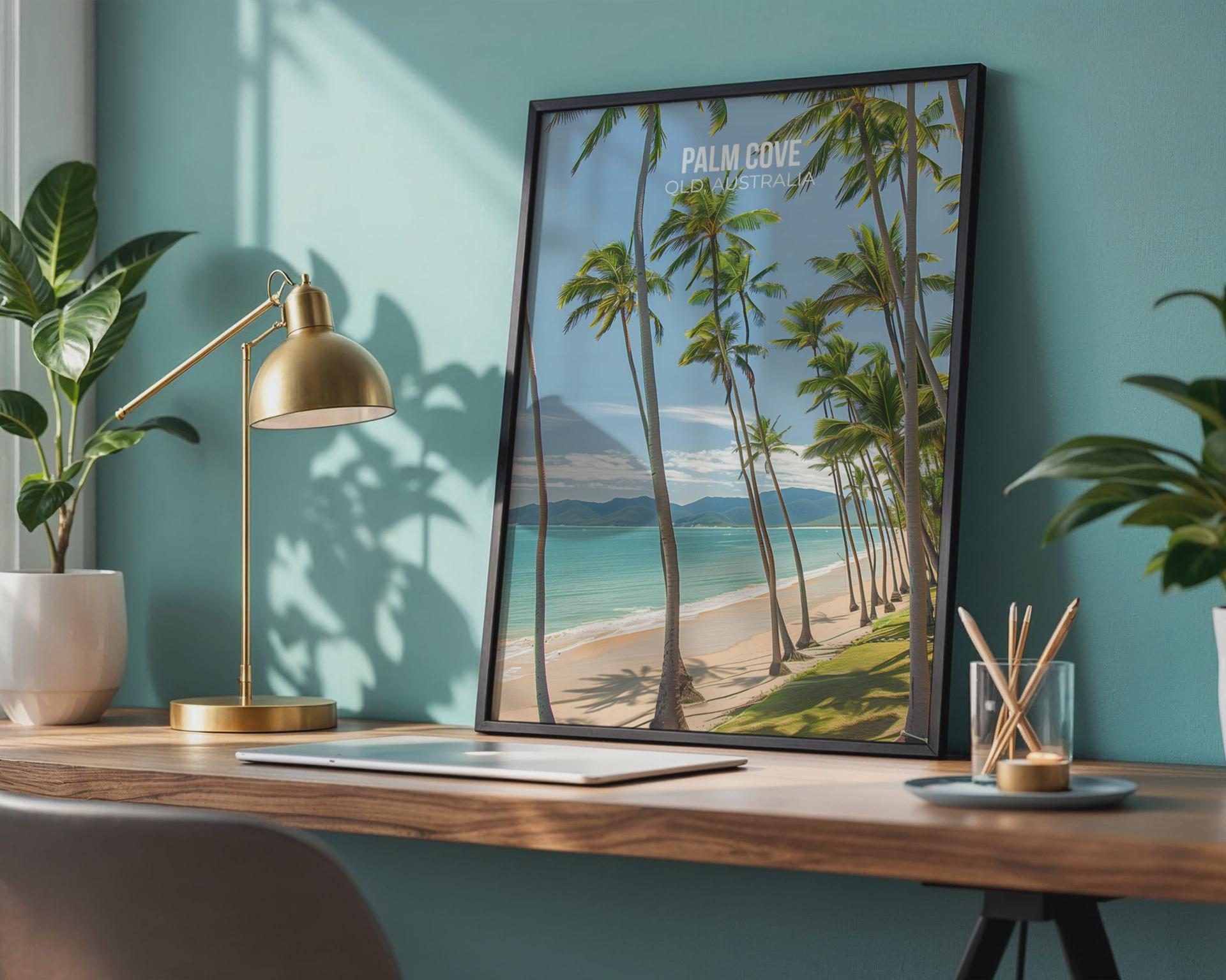 Palm Cove Tropical Beach Poster Print Wall Art - Travel Wall Art