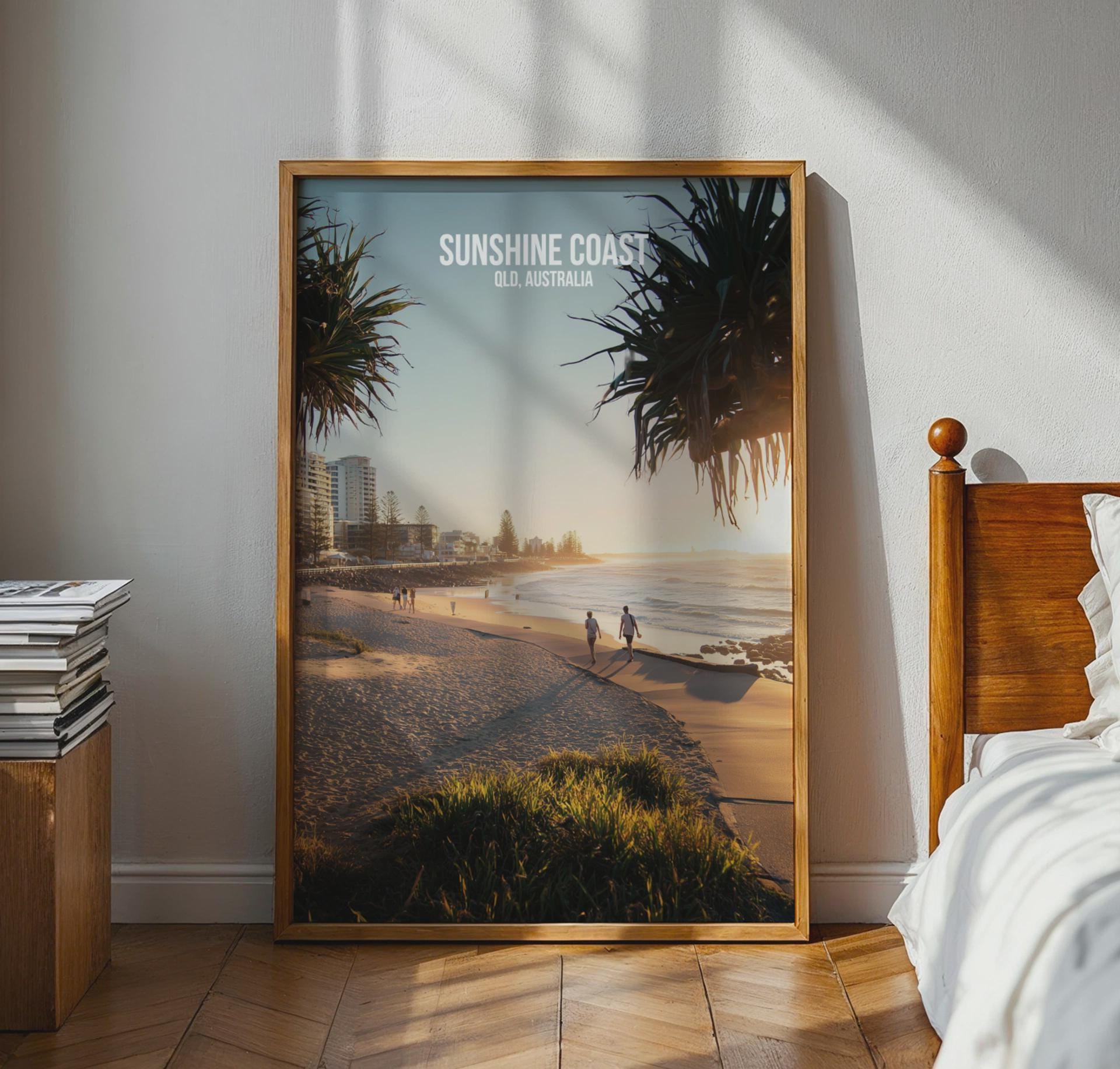 Sunshine Coast QLD Australia Beach Poster Art Print - Travel Wall Art