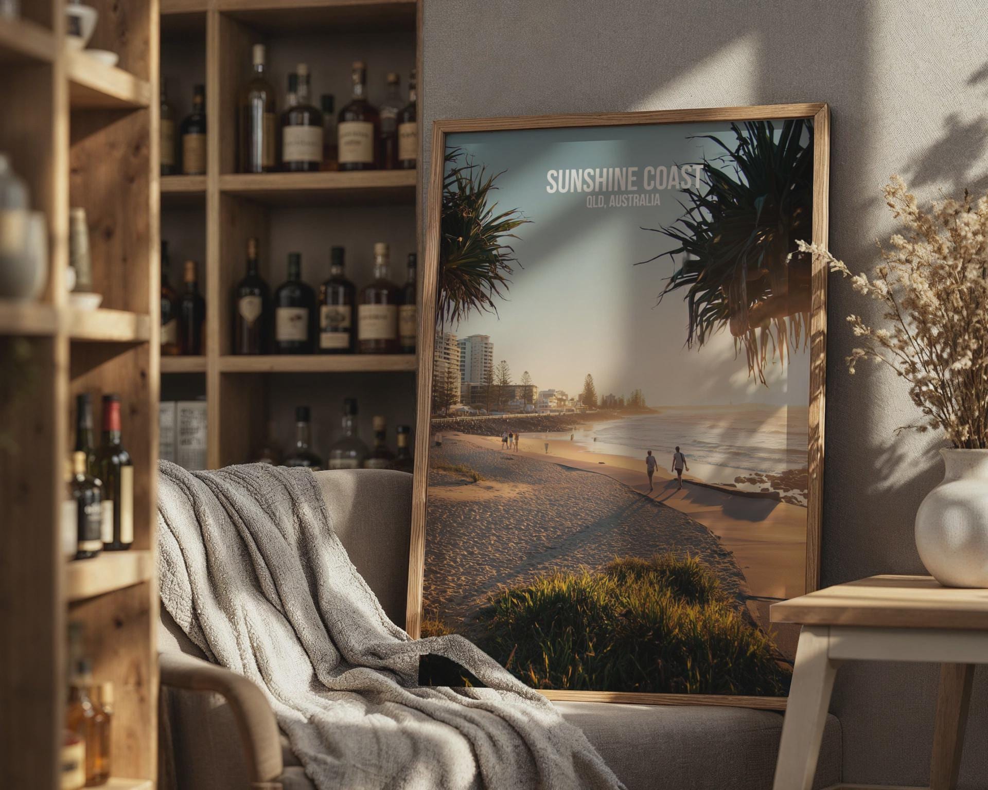 Sunshine Coast QLD Australia Beach Poster Art Print - Travel Wall Art