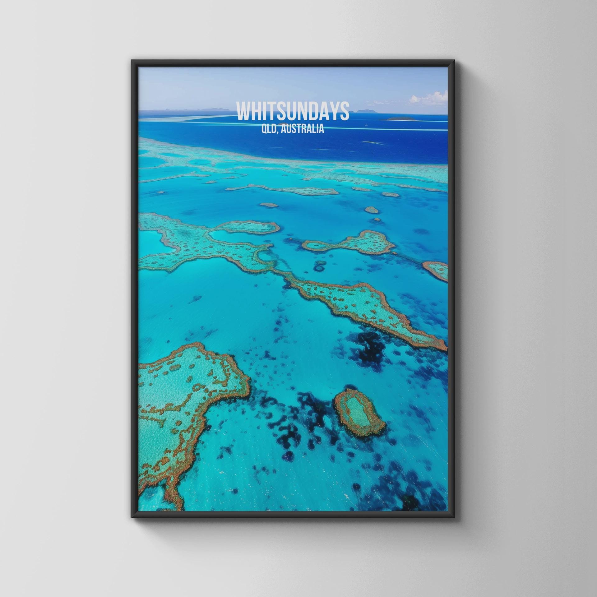 Whitsundays Aerial View Poster Queensland Australia Wall Art - Travel Wall Art