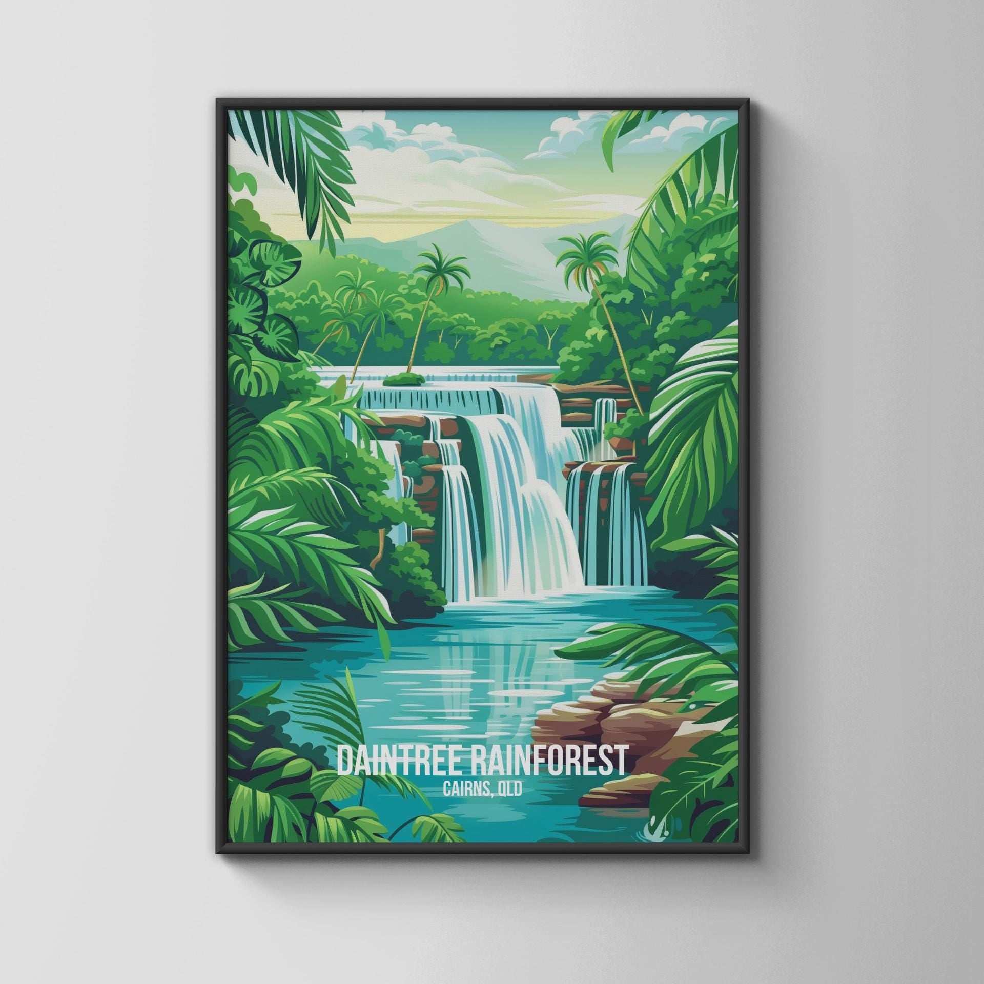 Daintree Rainforest Waterfall Print Art Poster - Travel Wall Art