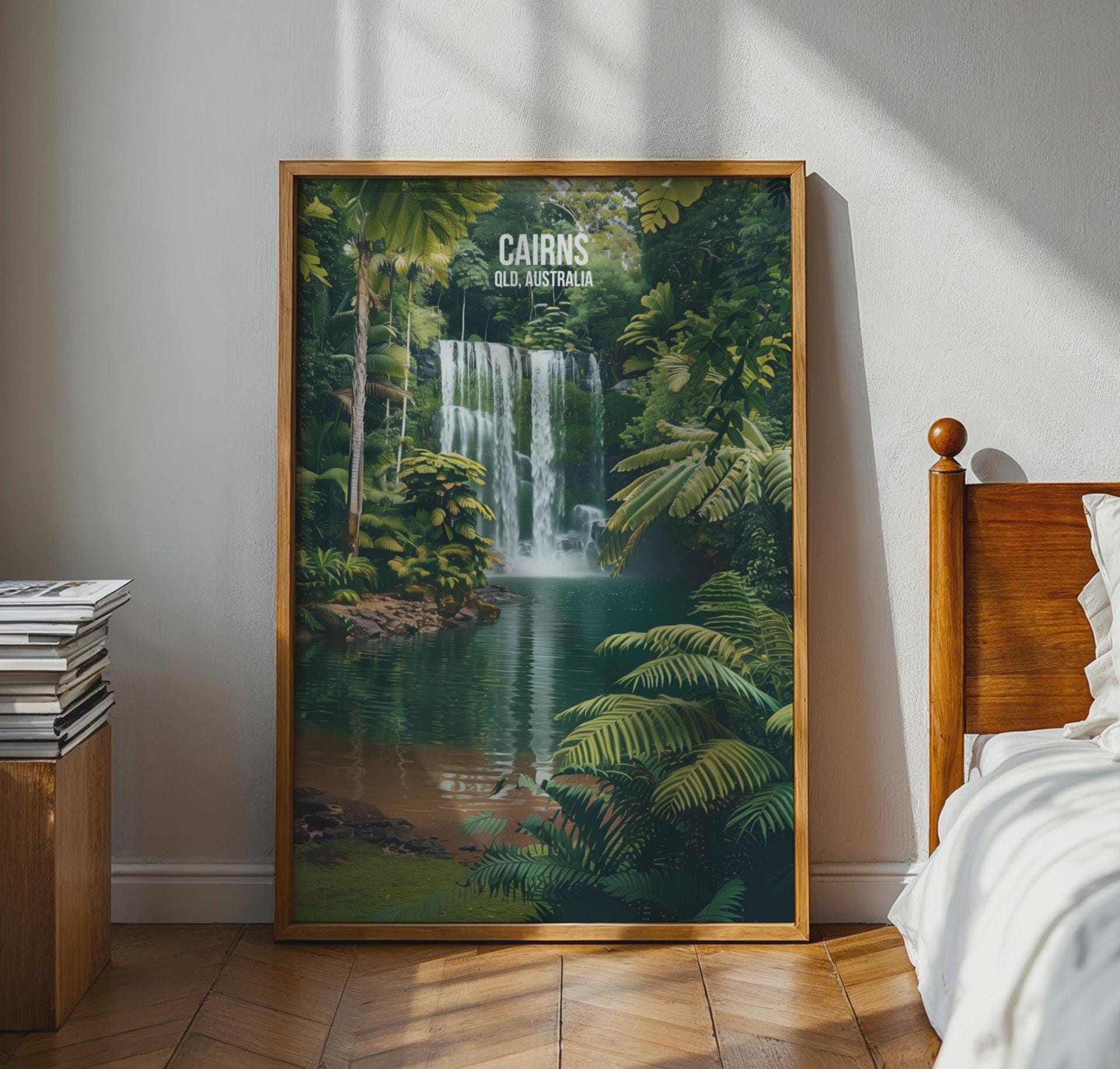 Cairns Waterfall Art Print QLD Poster Wall Art - Travel Wall Art