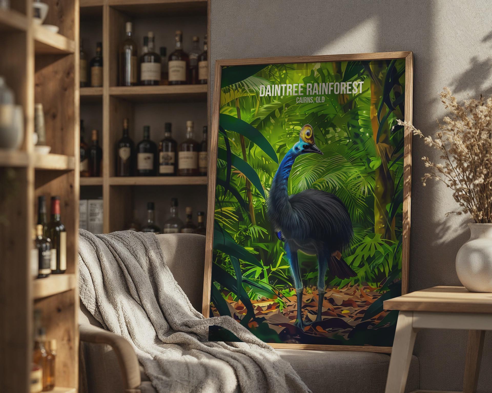 Daintree Rainforest Cassowary Print Wall Art - Travel Wall Art