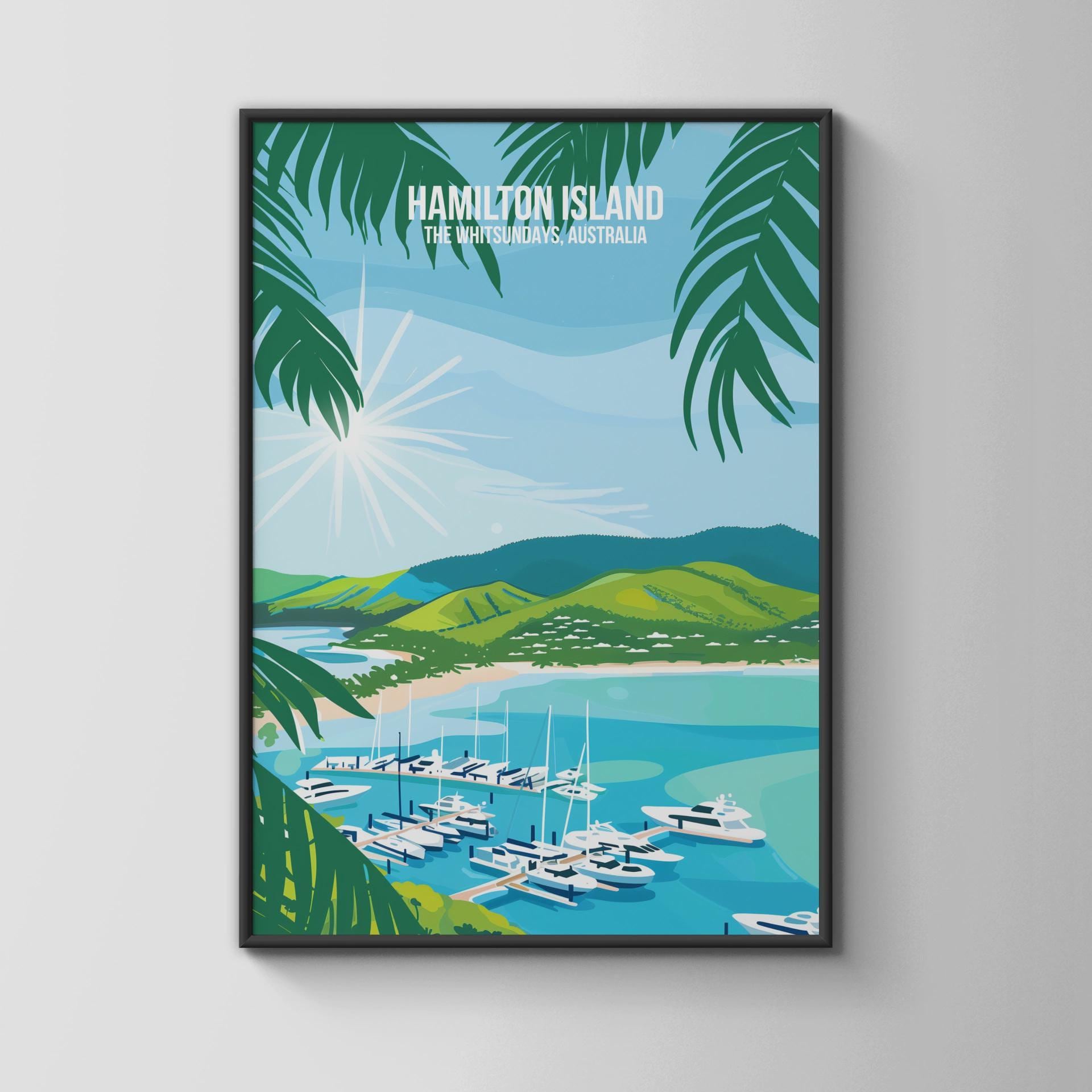 Hamilton Island Travel Poster Whitsundays Australia Wall Art Print - Travel Wall Art