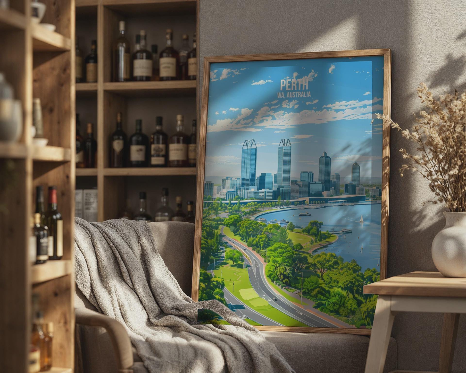 Perth WA Australia Cityscape Print Wall Art - Travel Wall Art