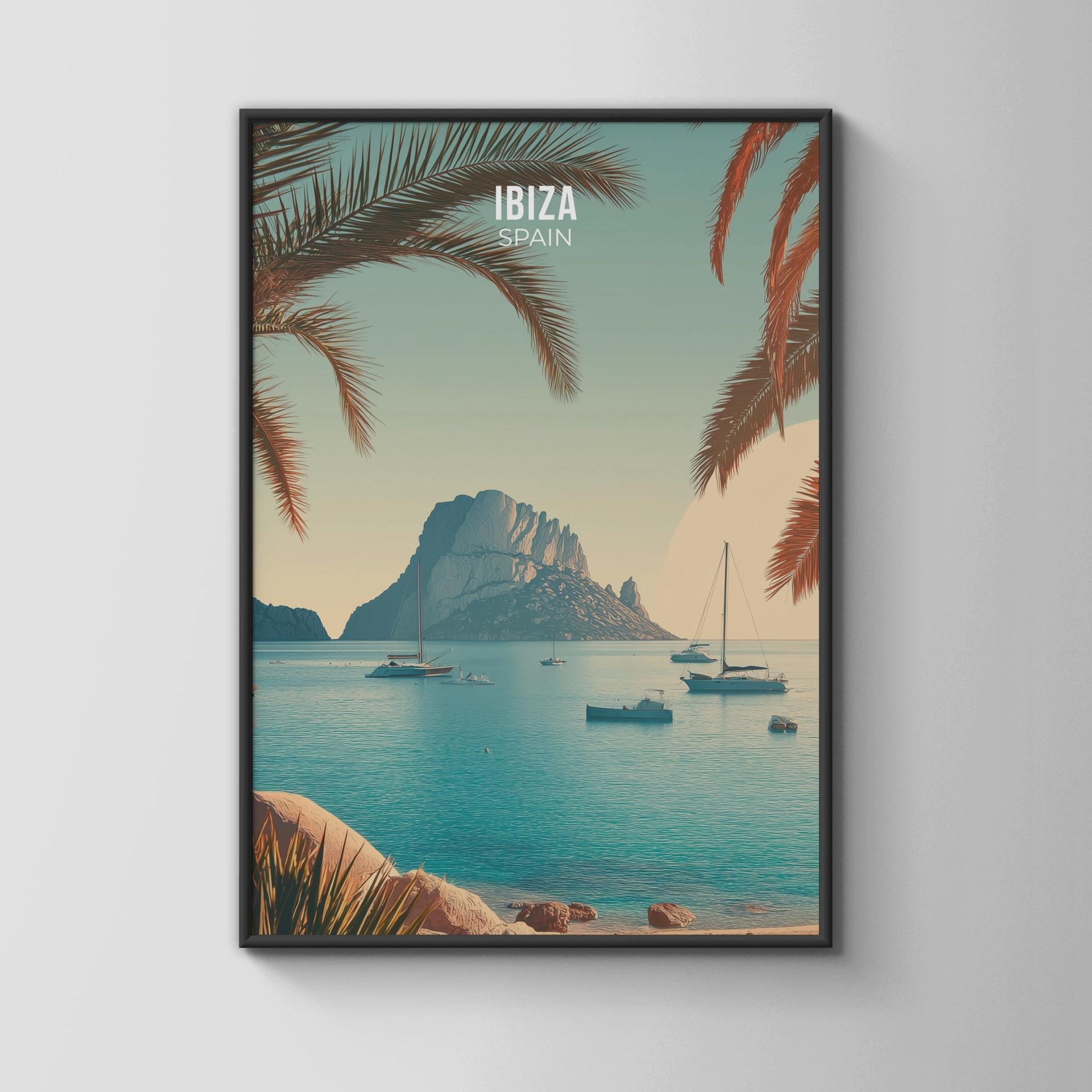 Ibiza Print Minimalist Coastal Wall Art - Travel Wall Art