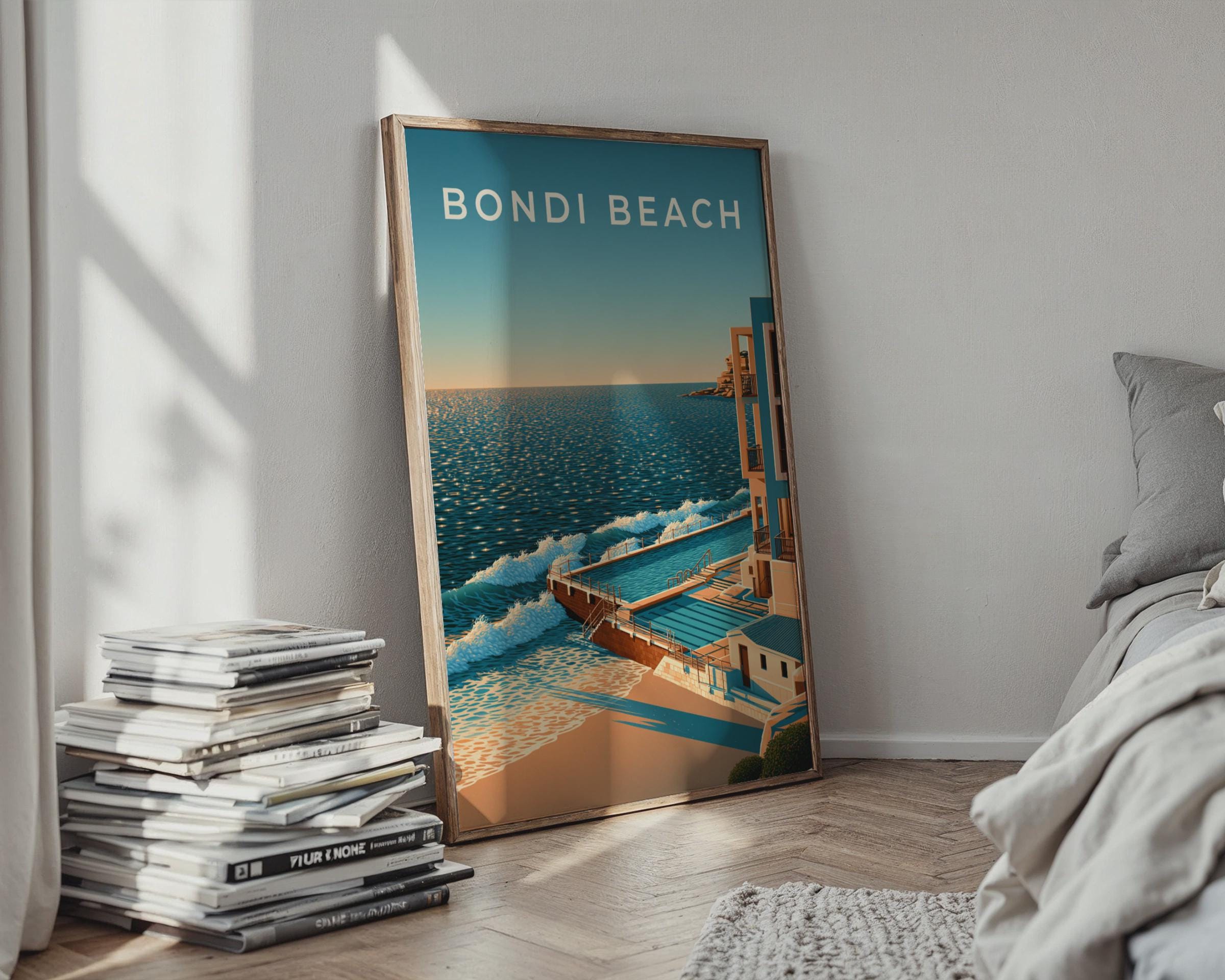 Bondi Beach Poster Coastal Wall Art - Travel Wall Art
