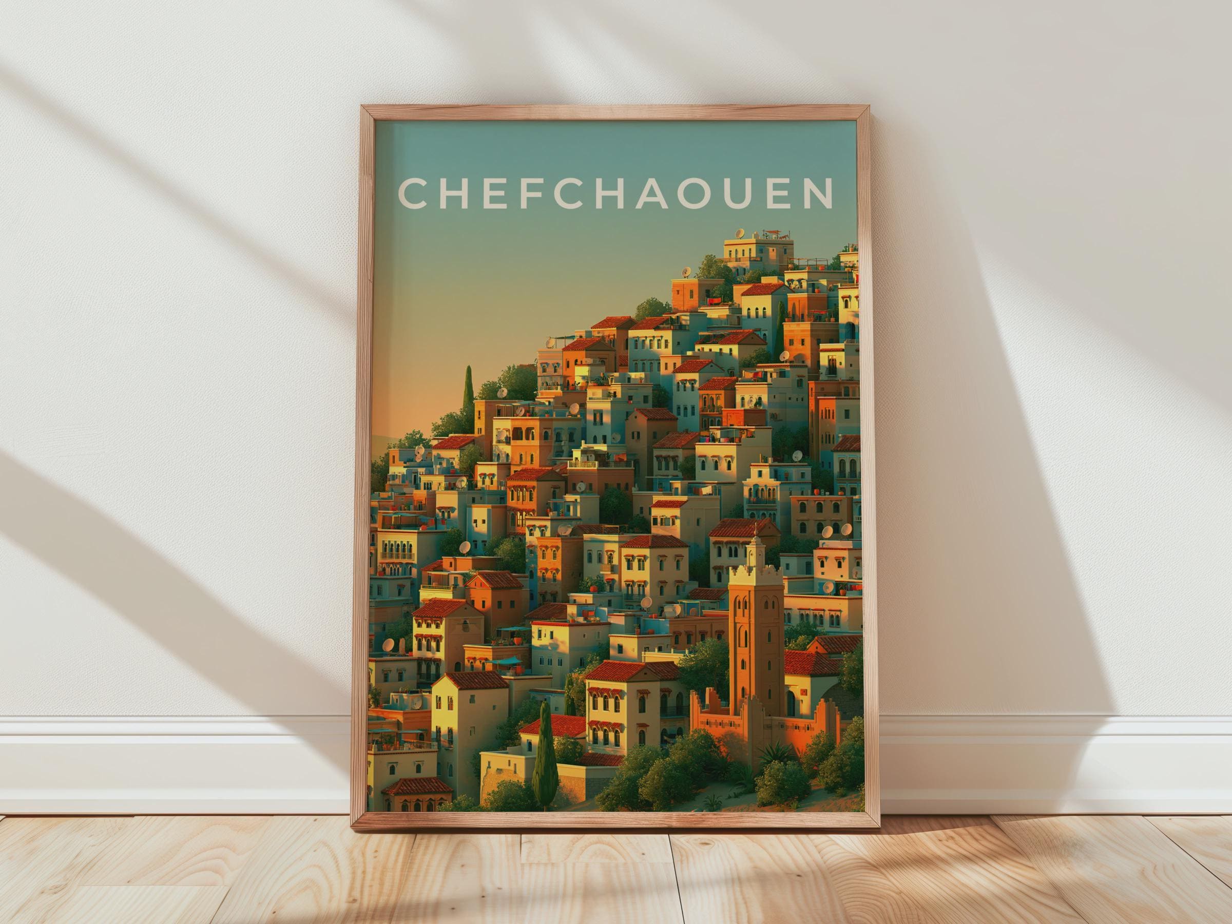 Chefchaouen Cityscape Print Wall Art - Travel Wall Art
