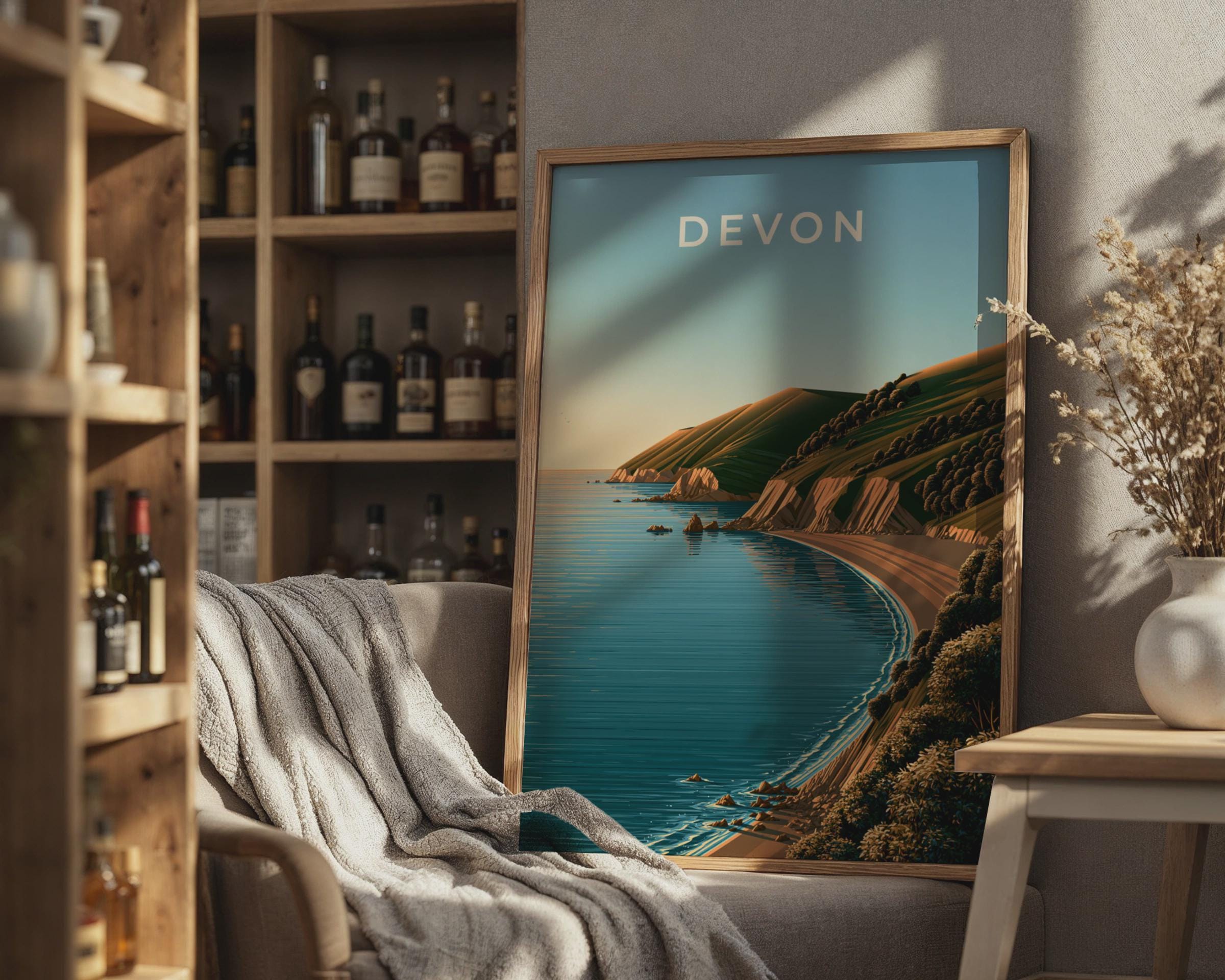 Devon Landscape Coastal Poster Art Print - Travel Wall Art