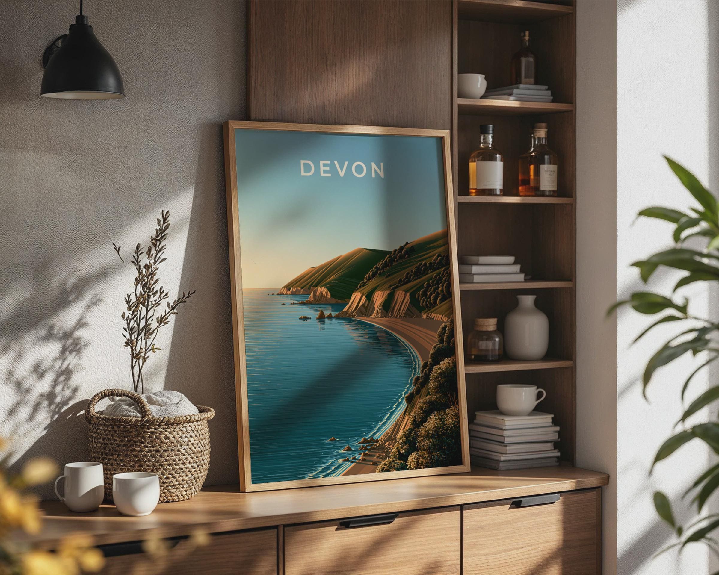 Devon Landscape Coastal Poster Art Print - Travel Wall Art