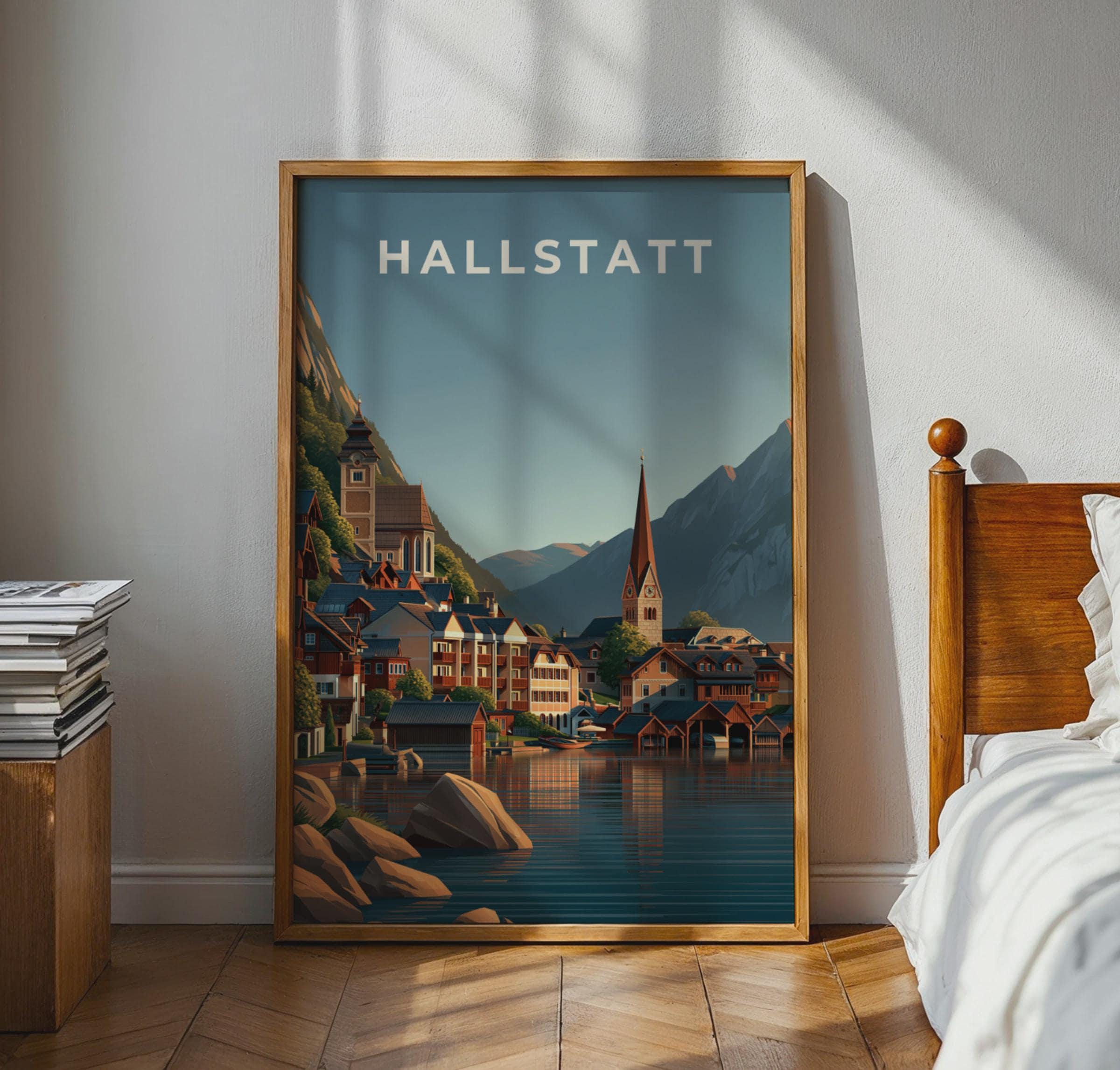 Hallstatt Vintage City Poster - Travel Wall Art