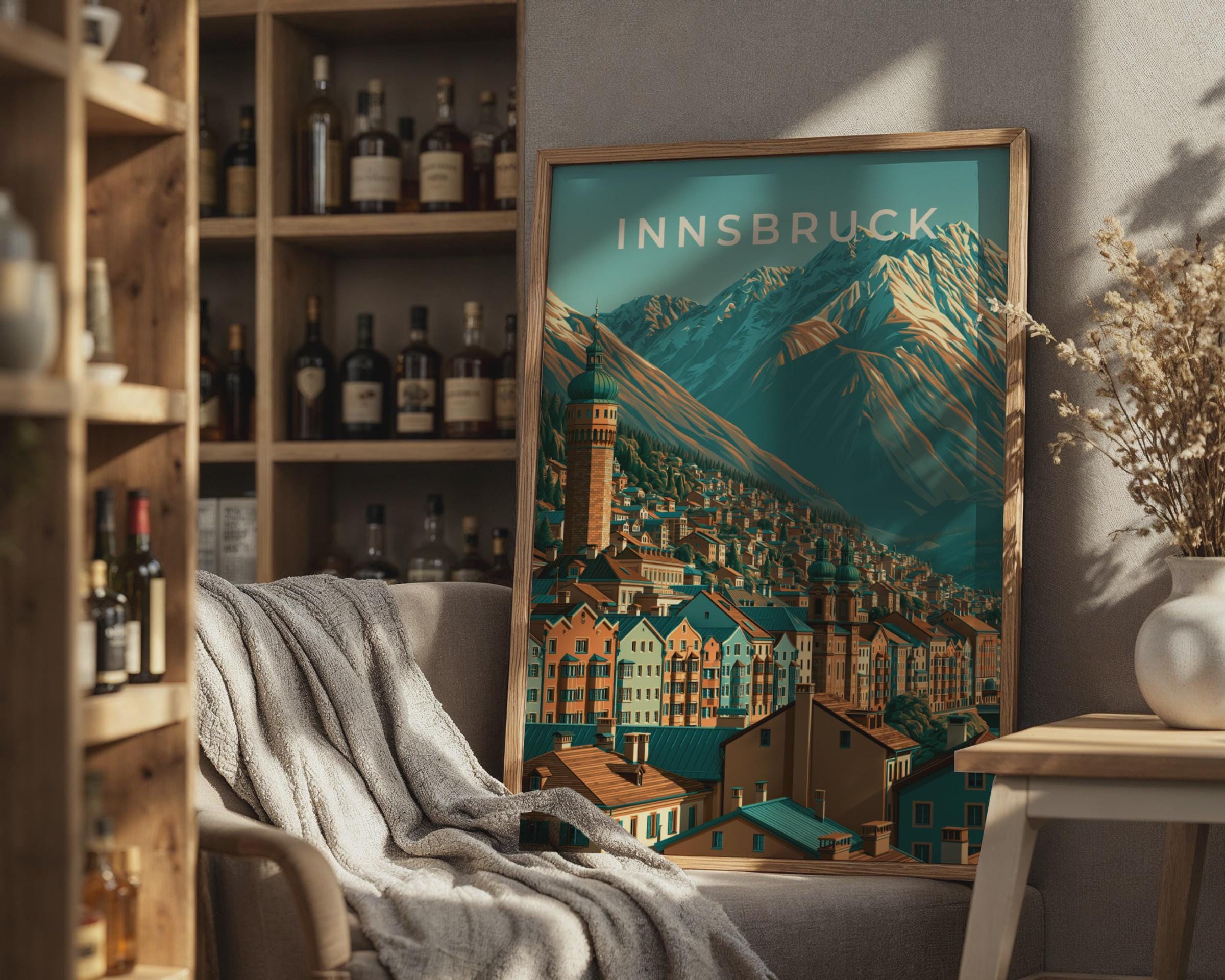 Innsbruck Travel Poster Mountain Landscape Art - Travel Wall Art
