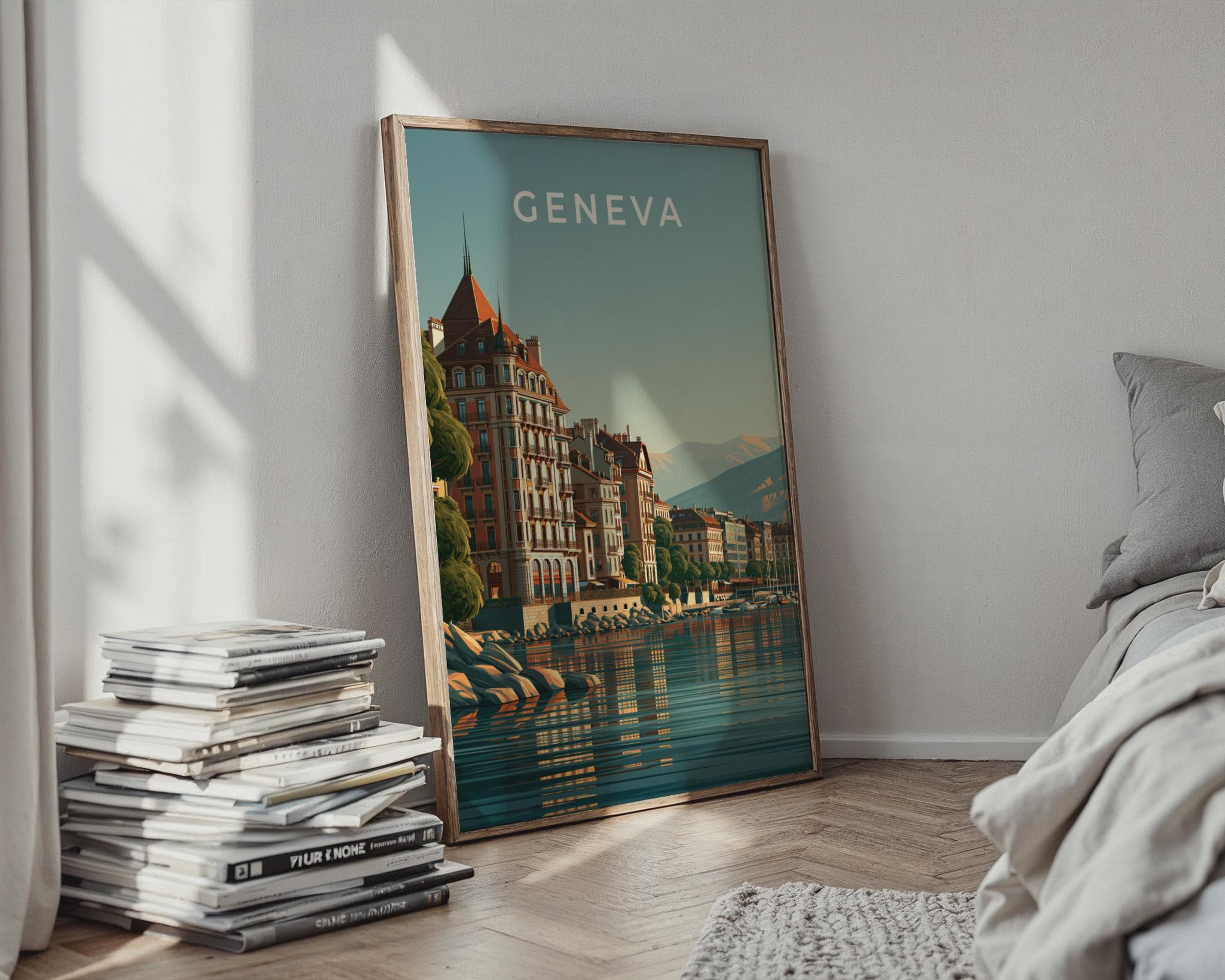 Geneva Cityscape Print Poster - Travel Wall Art