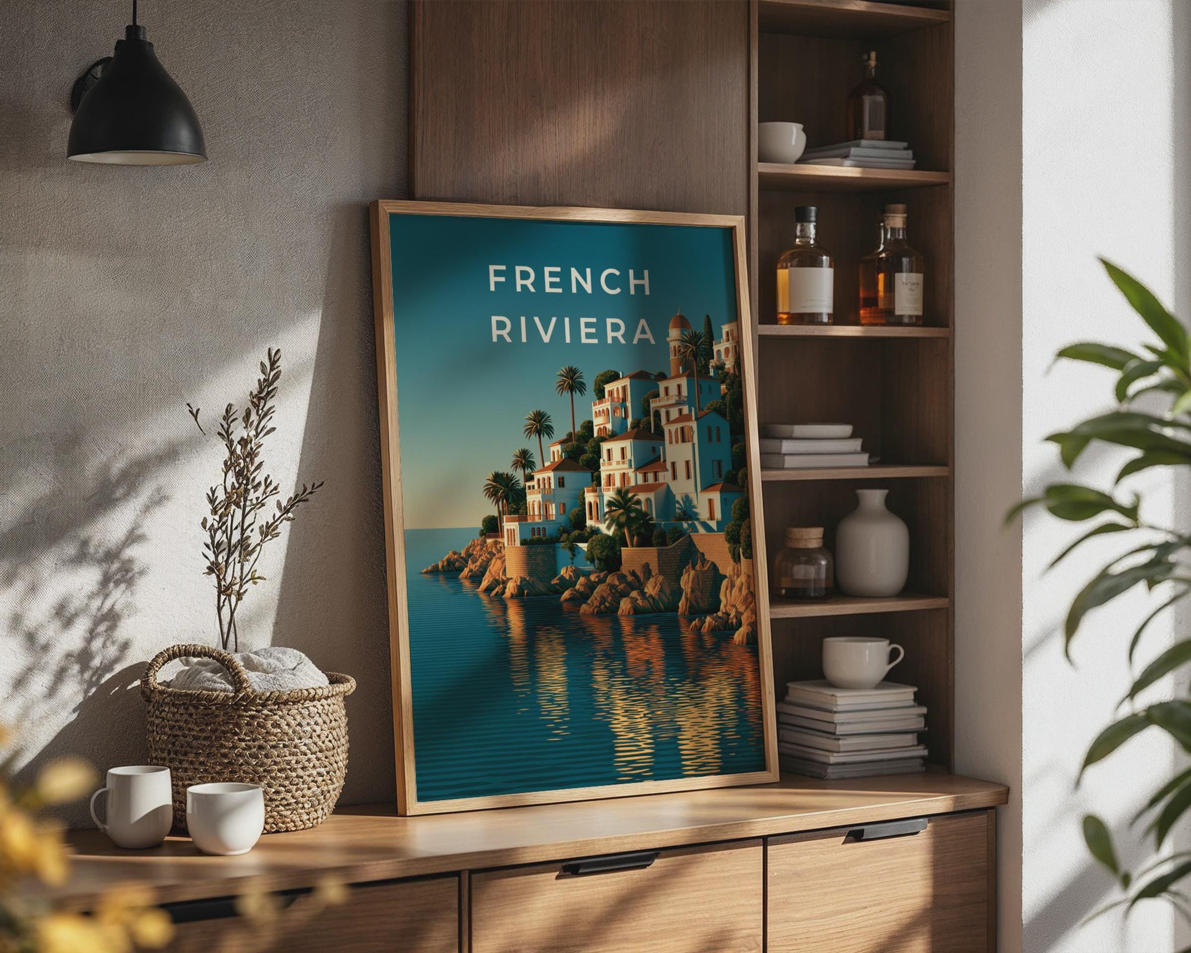 French Riviera Coastal Art Print - Travel Wall Art