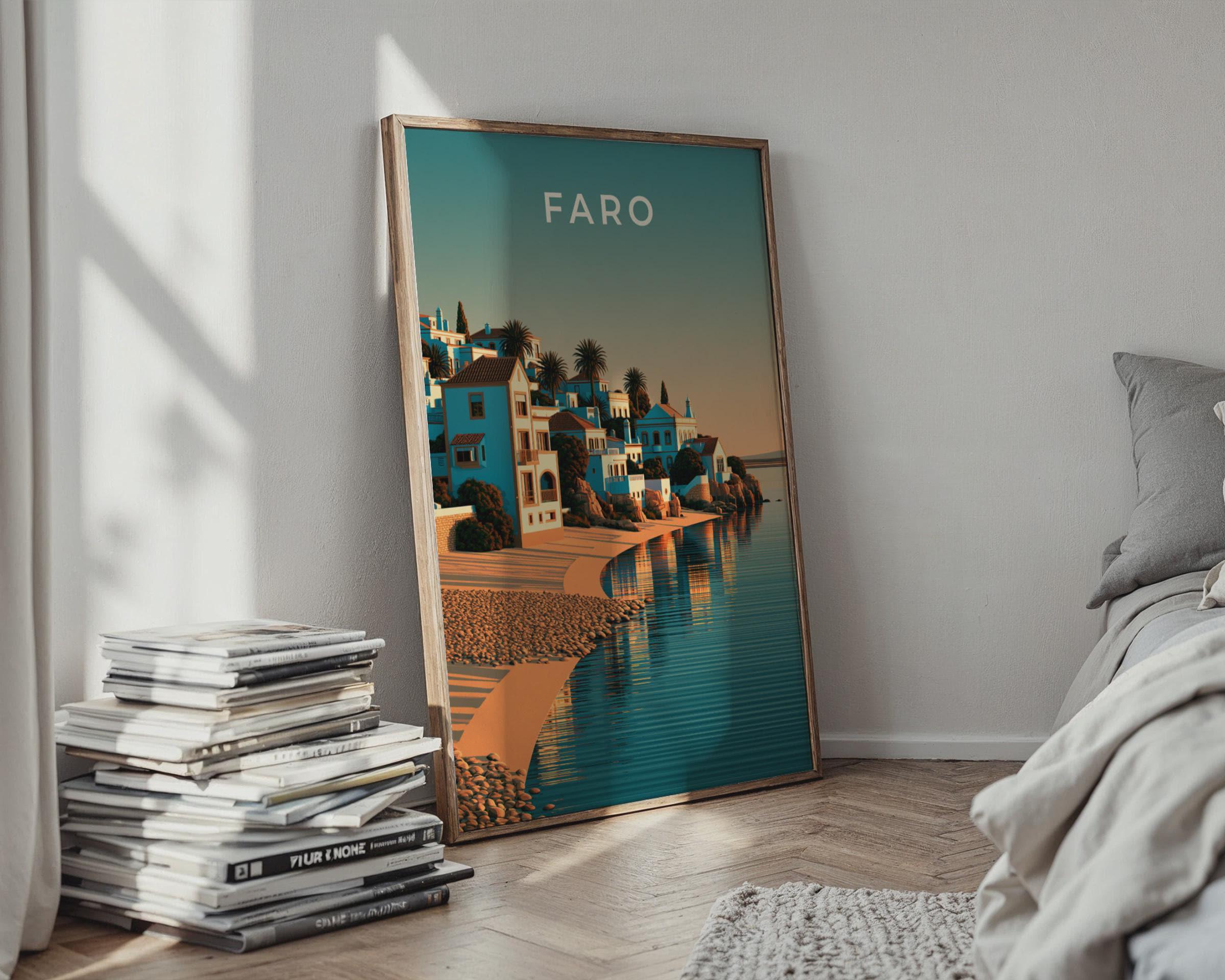 Faro Minimalist Coastal Print - Travel Wall Art