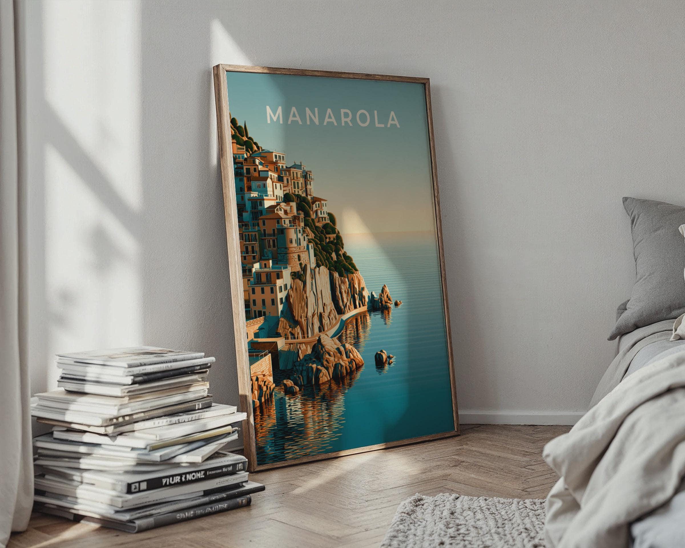 Manarola Poster Coastal Wall Art Print Italian Village Artwork - Travel Wall Art