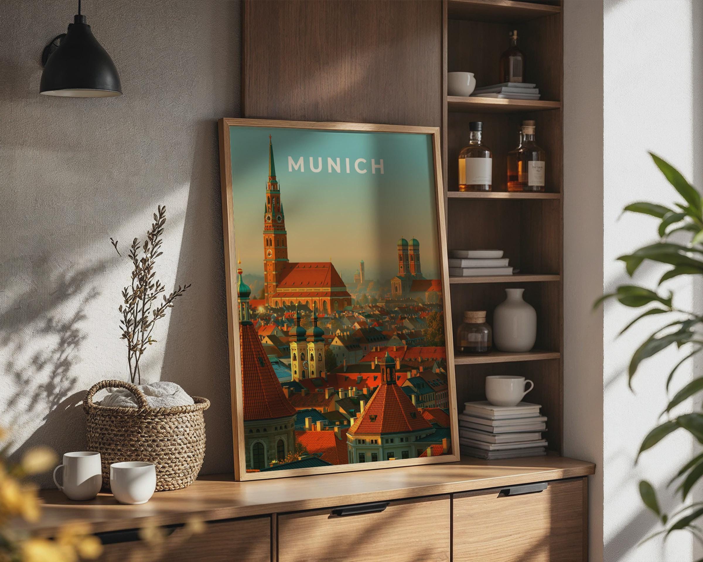 Munich Skyline Art Print European City Poster Urban Landscape - Travel Wall Art