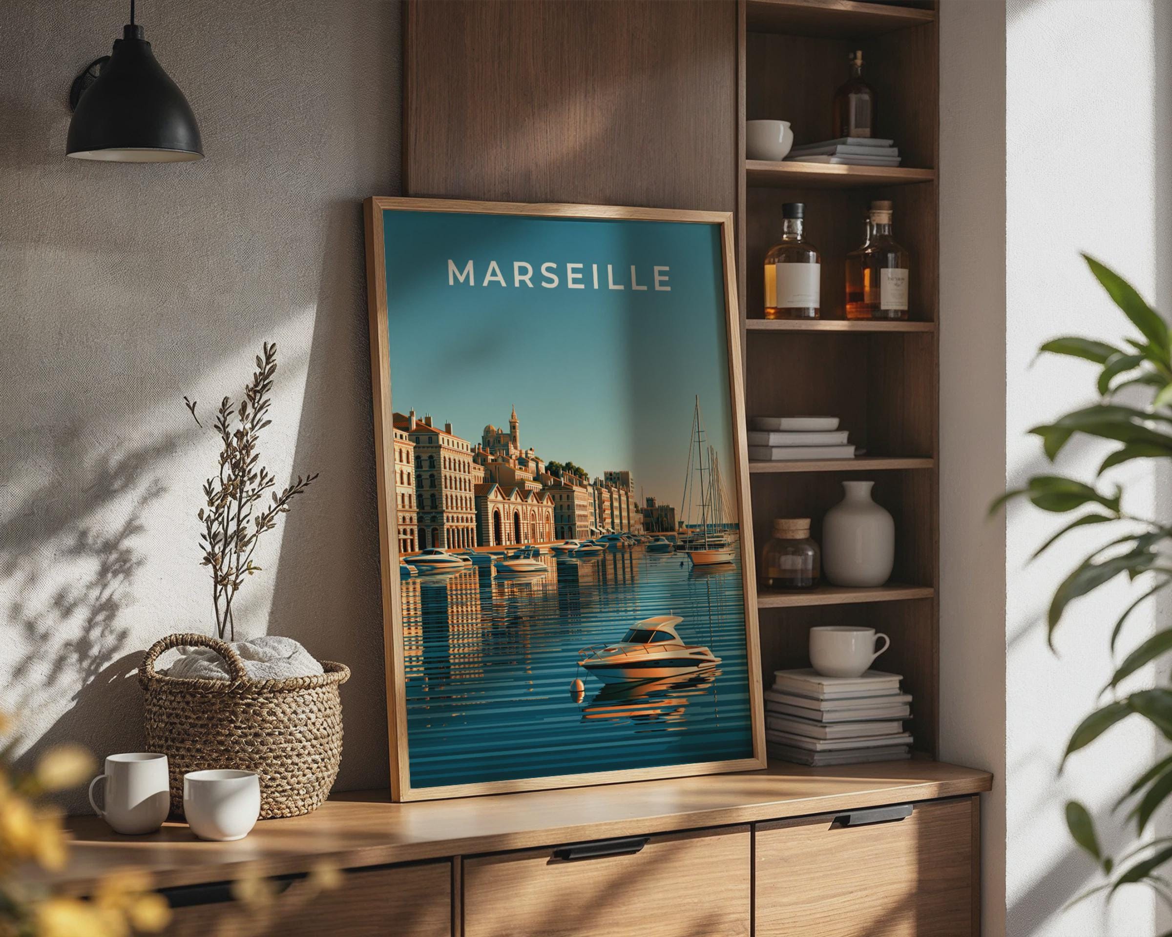 Marseille Coastal Cityscape Print Wall Art - Travel Wall Art