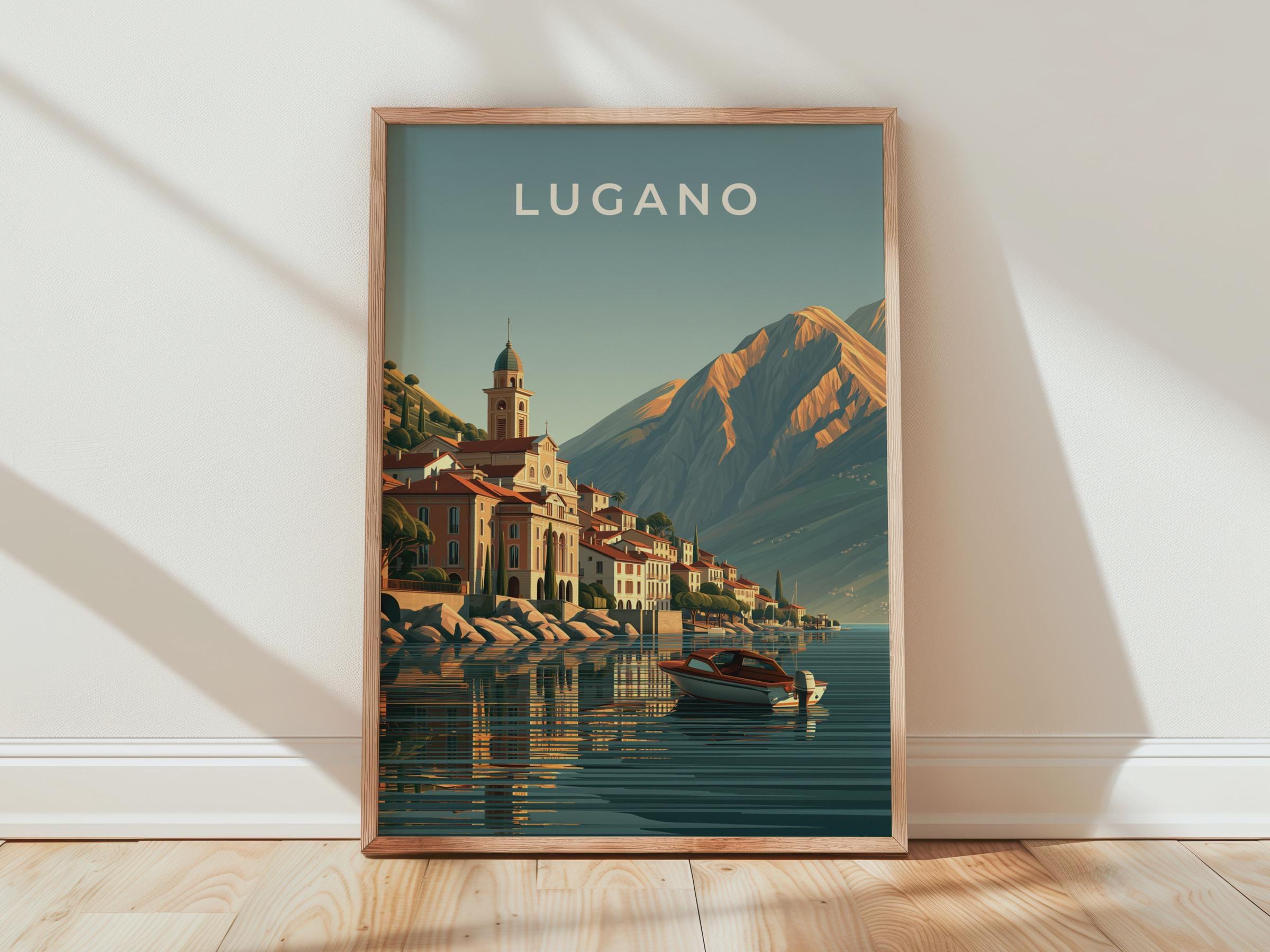 Lugano Wall Art Minimalist Print Poster - Travel Wall Art