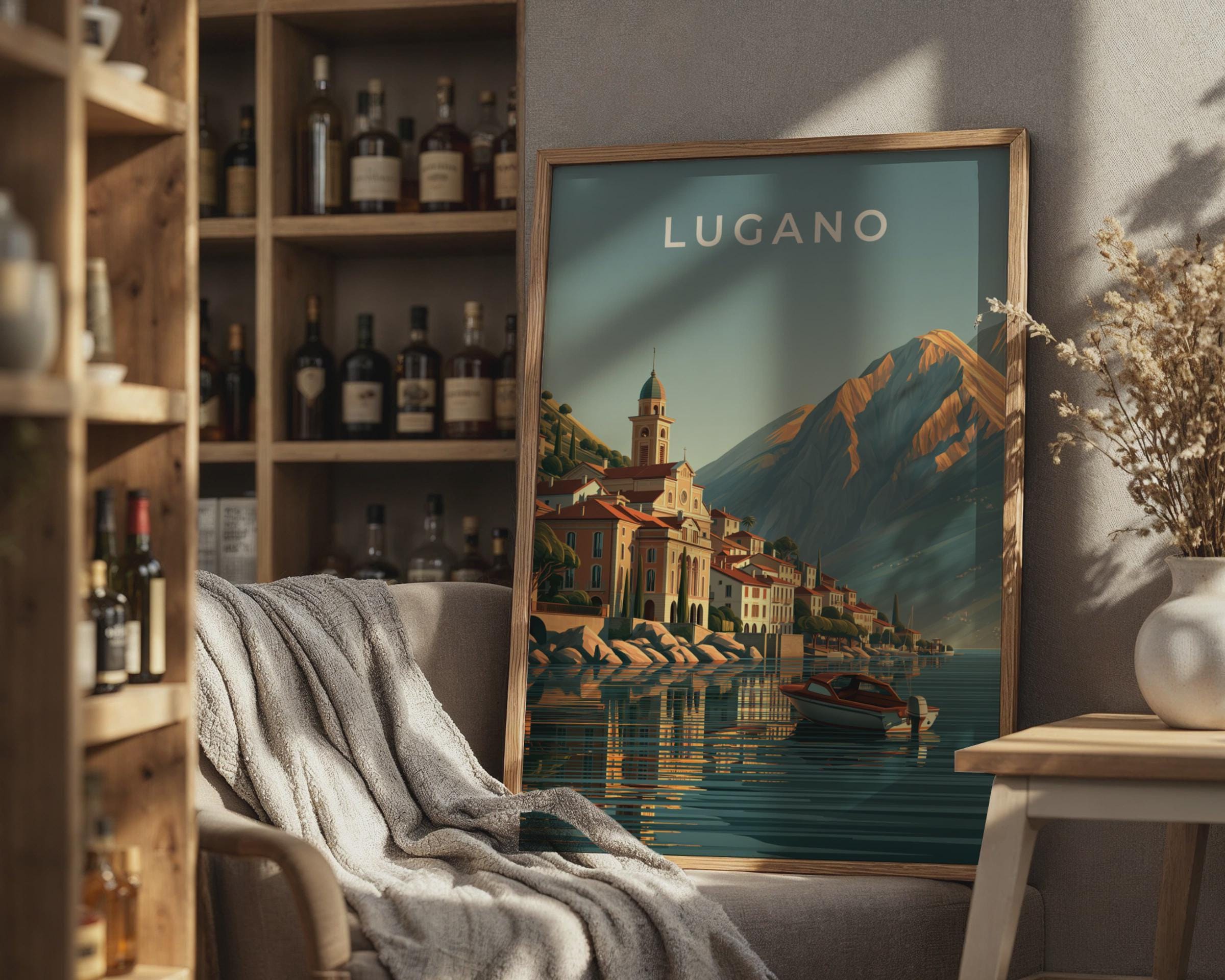 Lugano Wall Art Minimalist Print Poster - Travel Wall Art