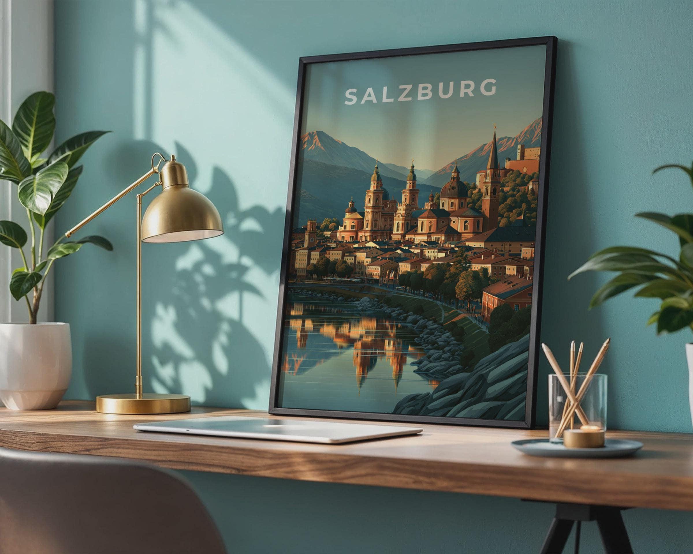Salzburg Cityscape Art Print Poster - Travel Wall Art