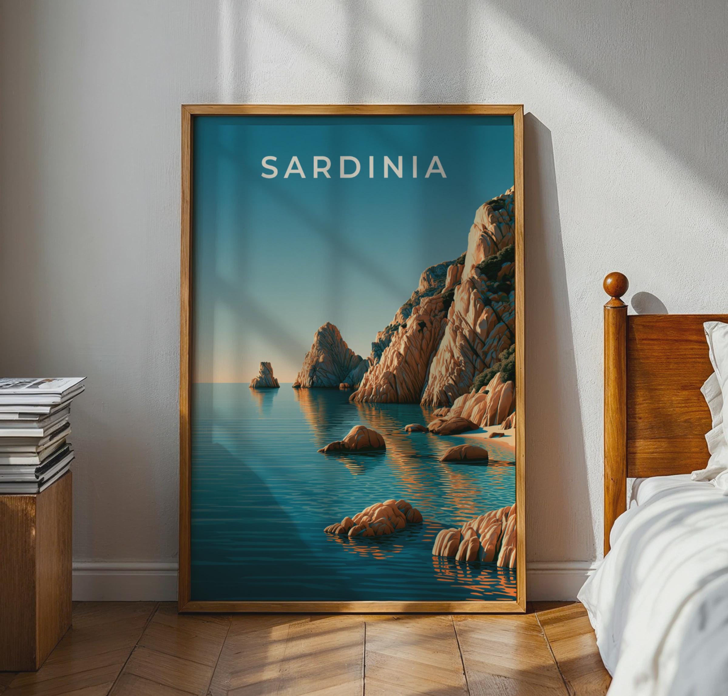 Sardinia Coastal Poster Seascape Art Print Landscape Wall Art - Travel Wall Art