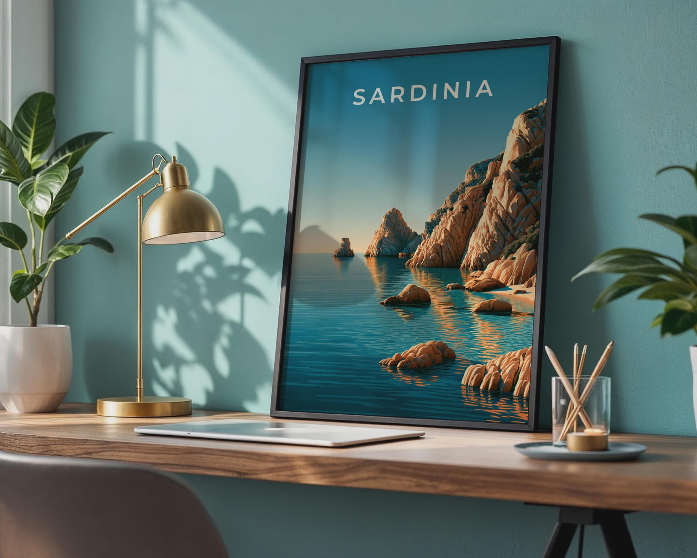 Sardinia Coastal Poster Seascape Art Print Landscape Wall Art - Travel Wall Art