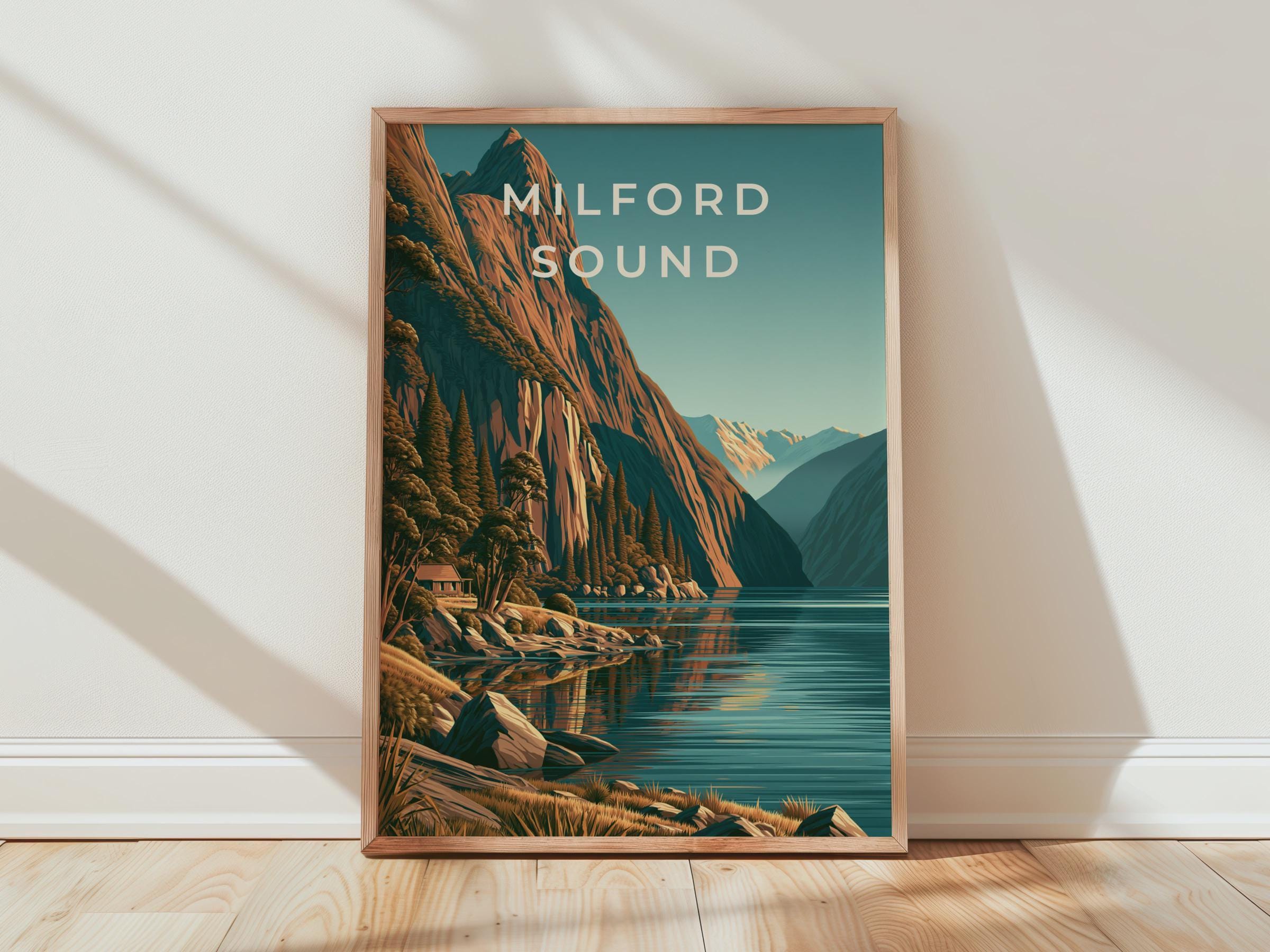 Milford Sound Scenic Landscape Art Print - Travel Wall Art