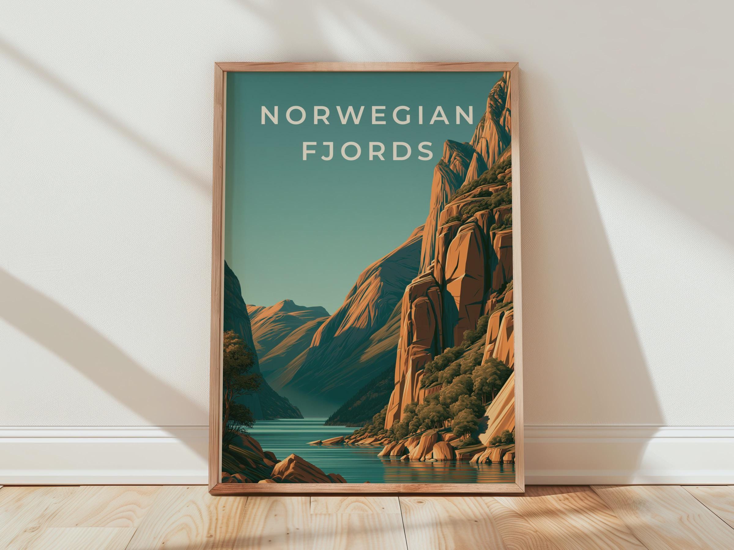 Fjord Landscape Art Print Norwegian Scenery Wall Art - Travel Wall Art