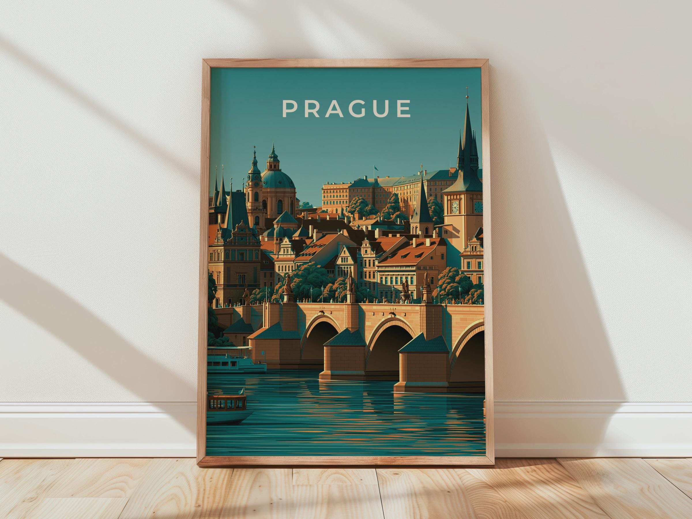 Prague Czech Republic Art Print Cityscape Minimalist Wall Art - Travel Wall Art