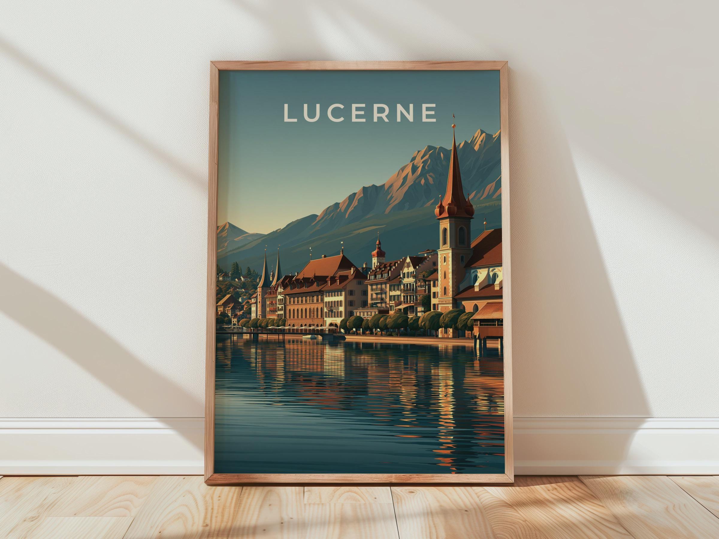 Lucerne Landscape Poster Cityscape Art Print - Travel Wall Art