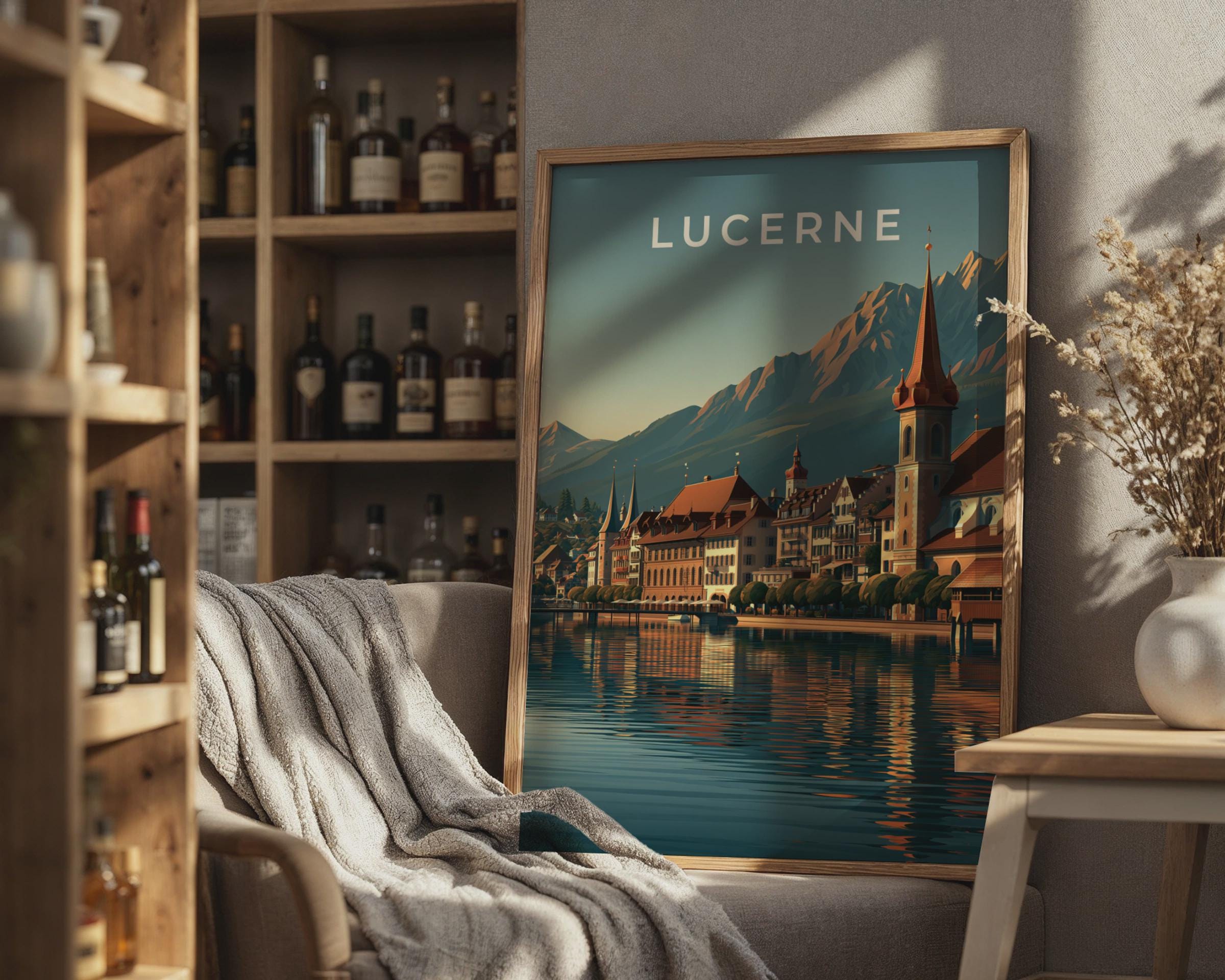 Lucerne Landscape Poster Cityscape Art Print - Travel Wall Art