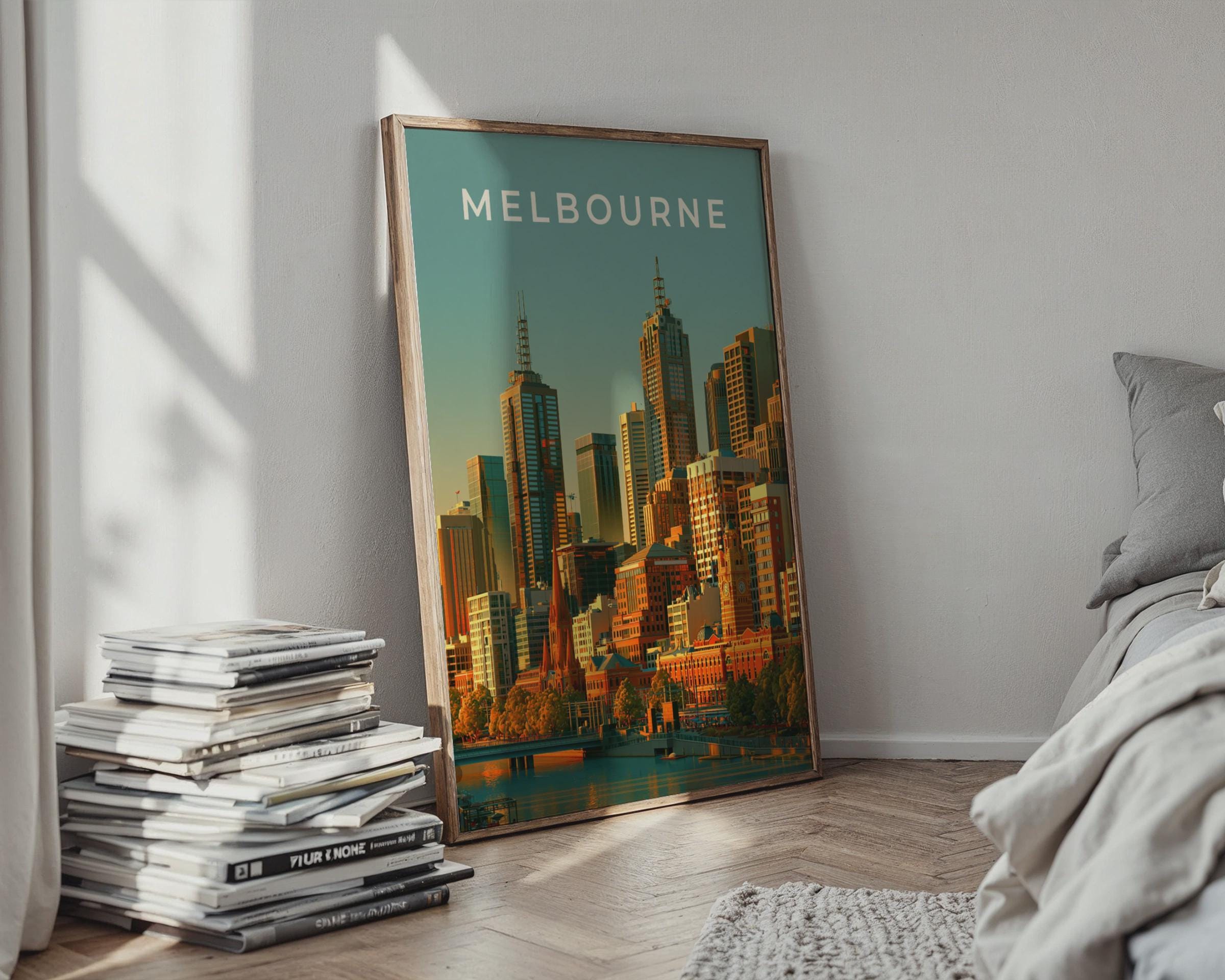 Melbourne City Skyline Poster Modern Wall Art - Travel Wall Art