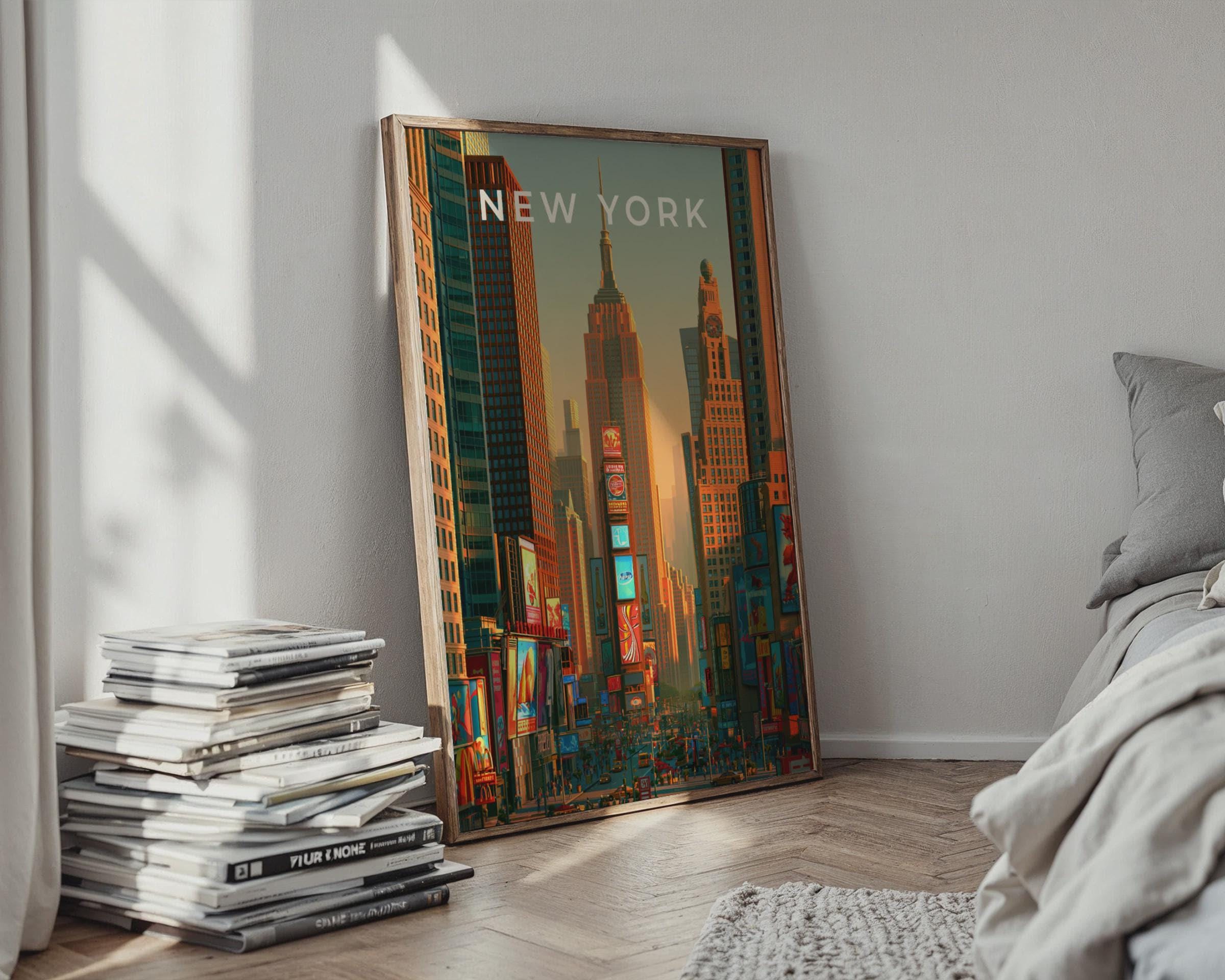 New York Cityscape Art Print Wall Decor Empire State Times Square - Travel Wall Art