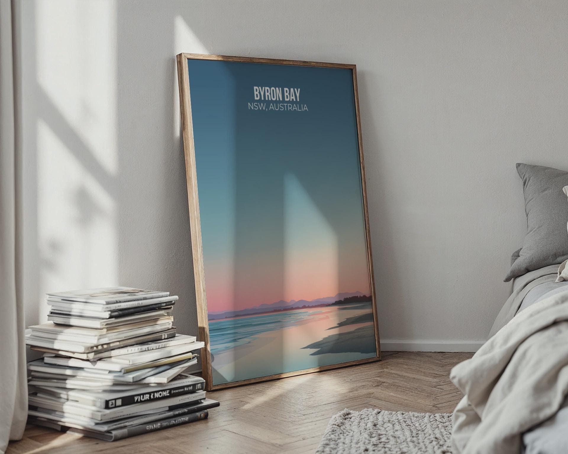 Byron Bay NSW Australia Poster Abstract Coastal Wall Art Print - Travel Wall Art