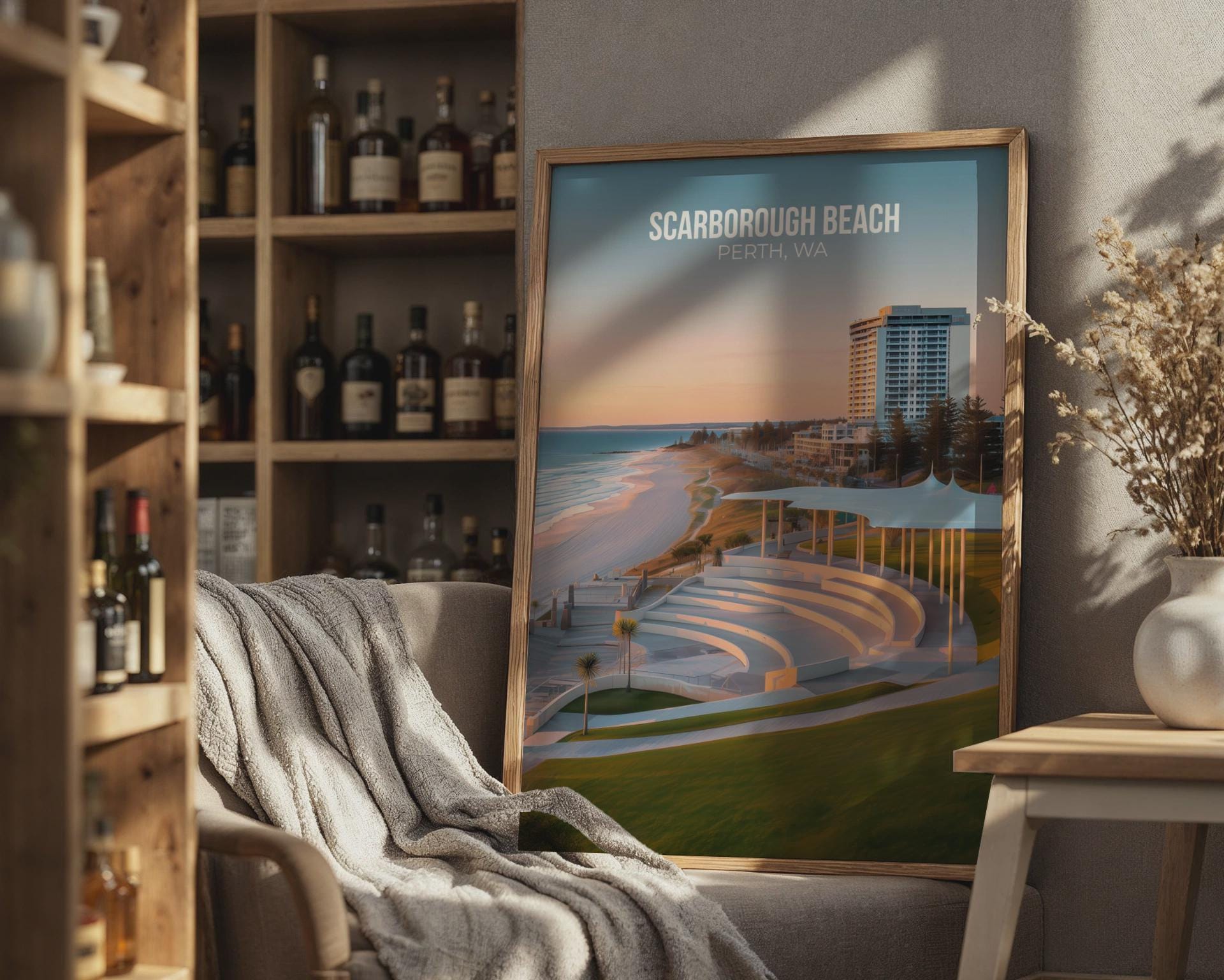Scarborough Beach Poster Perth WA Coastal Wall Art - Travel Wall Art